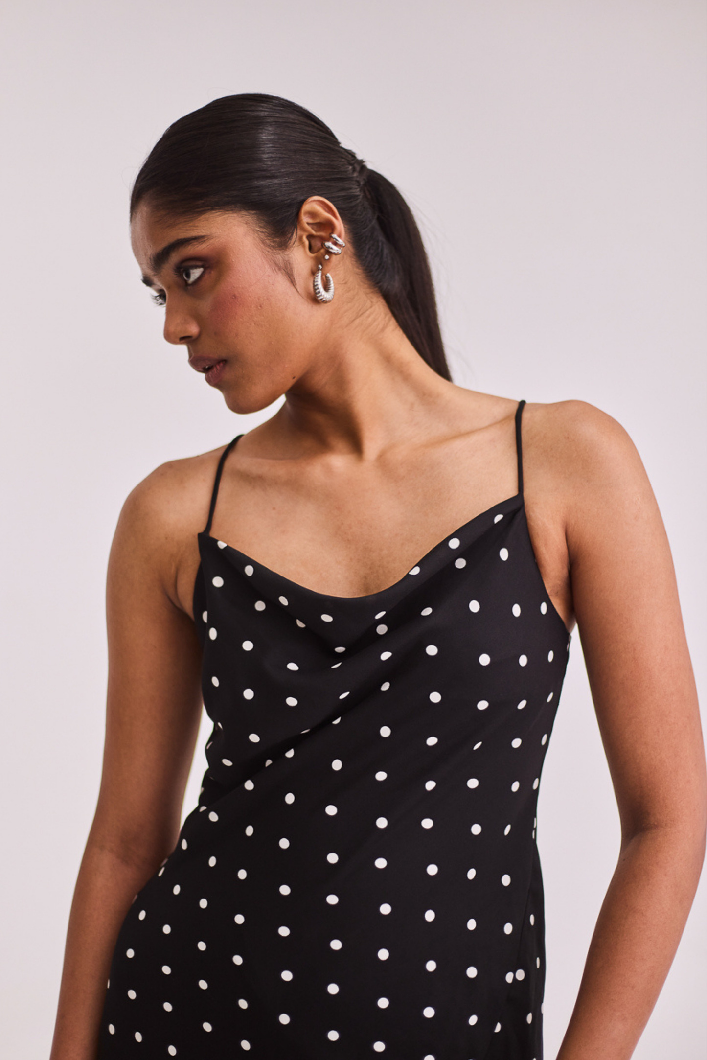 Black Polka Slip Dress