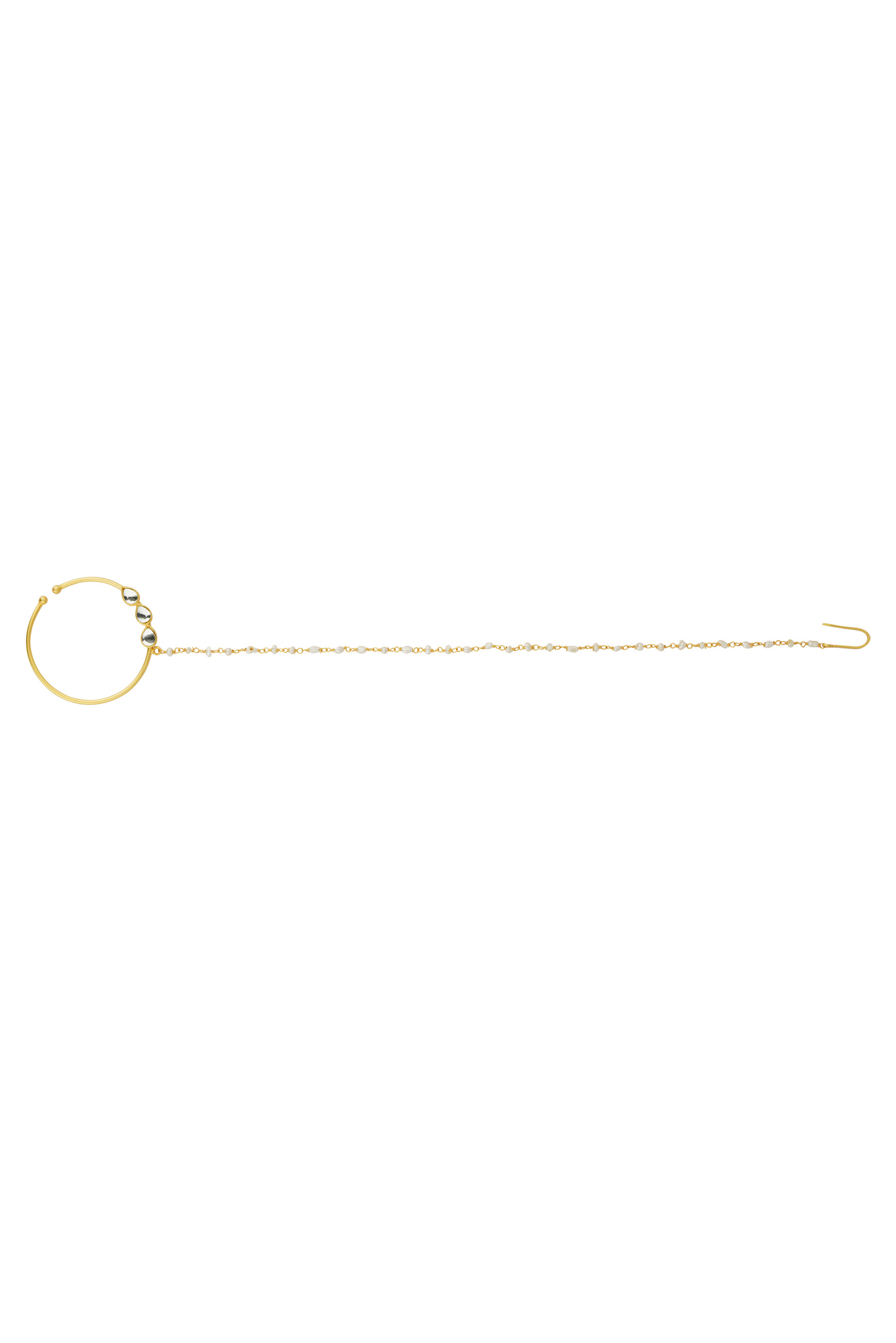 Delicate Dream Nose RIng with Mirror Polki and Pearls