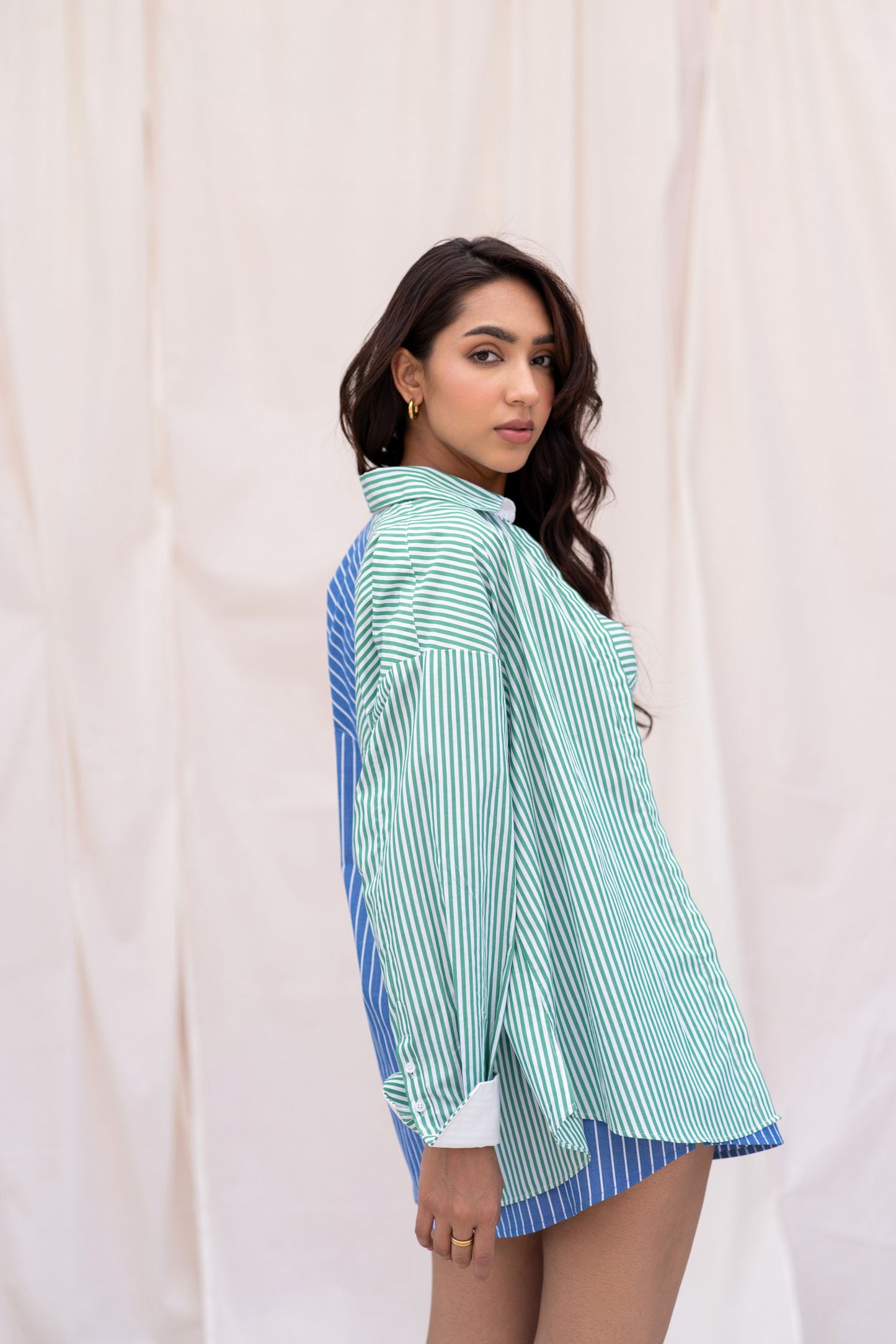 Half & Half Striped Shirt & Skort Set