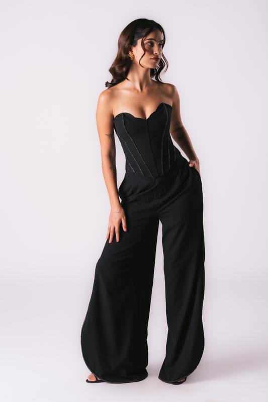 Black Rhinestone Pants