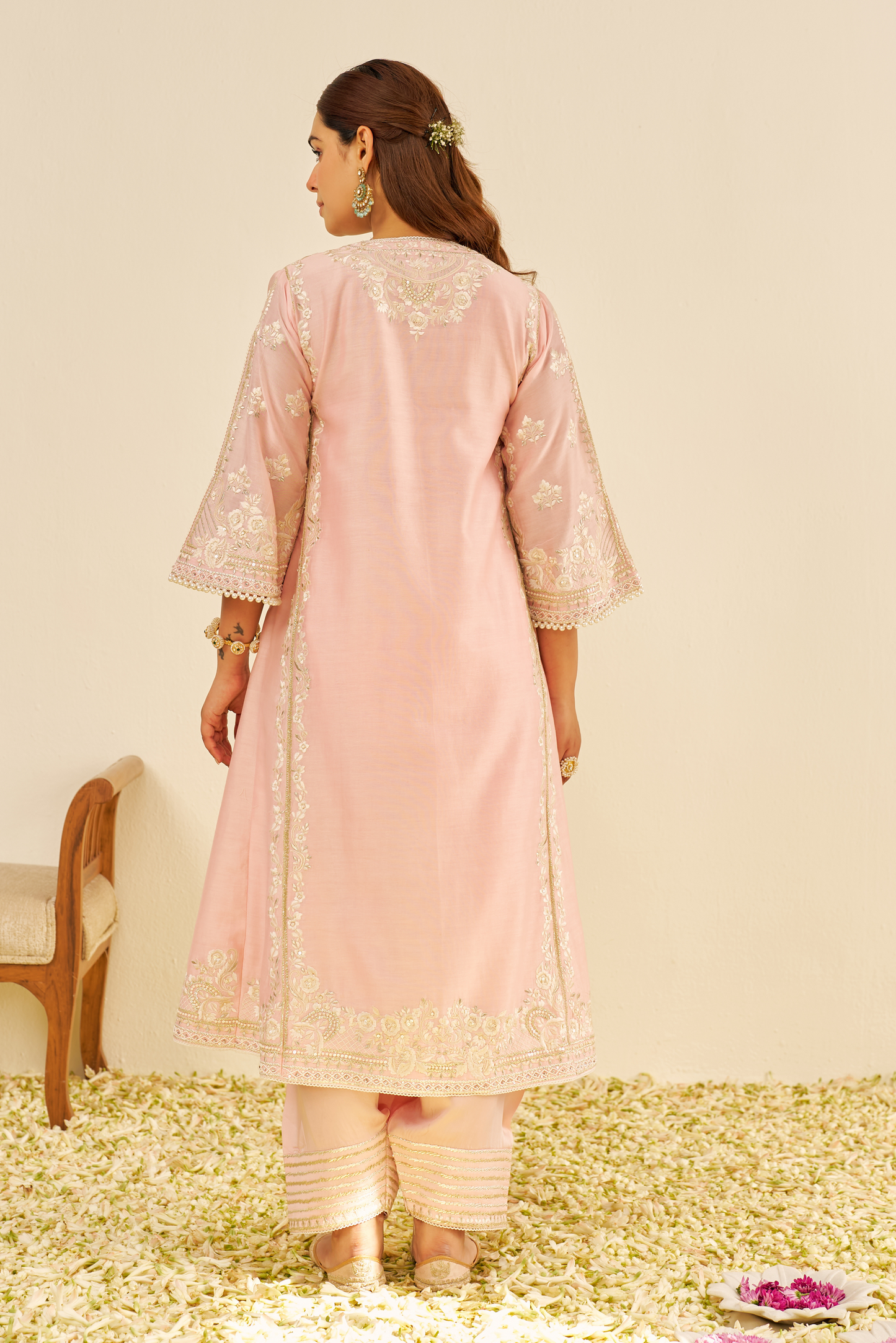 Maziya - Blush pink Long Chauga With Salwar