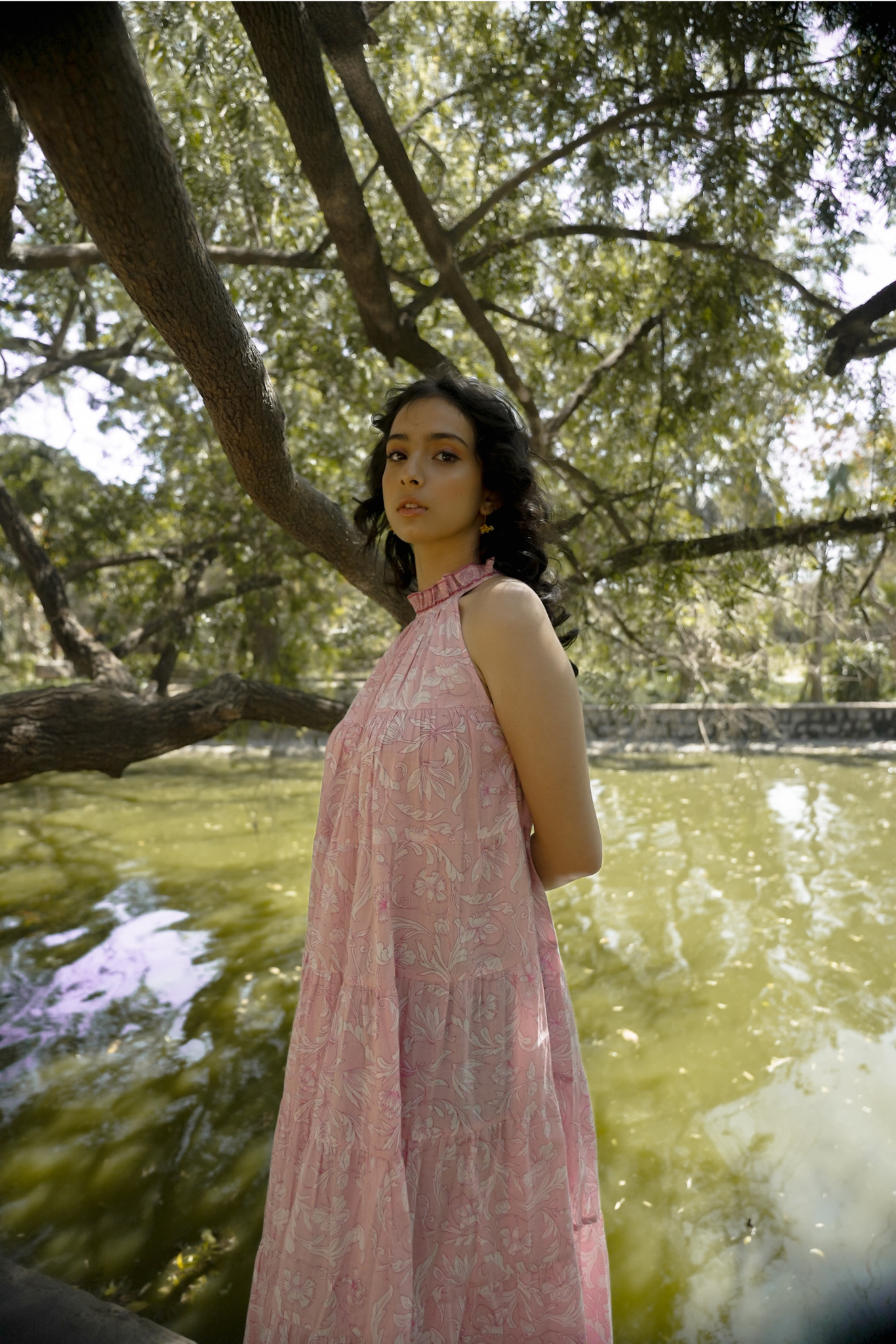 Lila Neck Gathered Dress - Rose