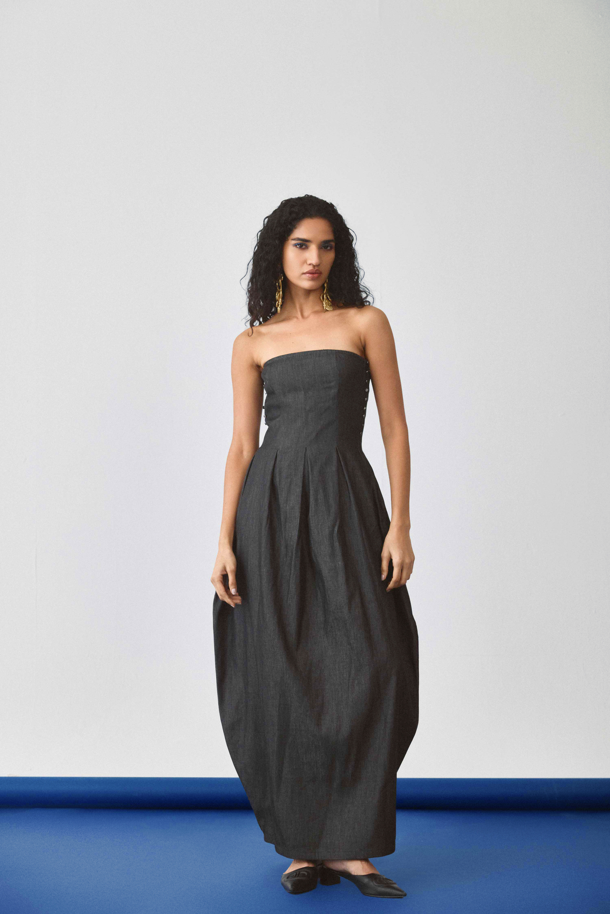 Echo Flared Balloon Denim Dress