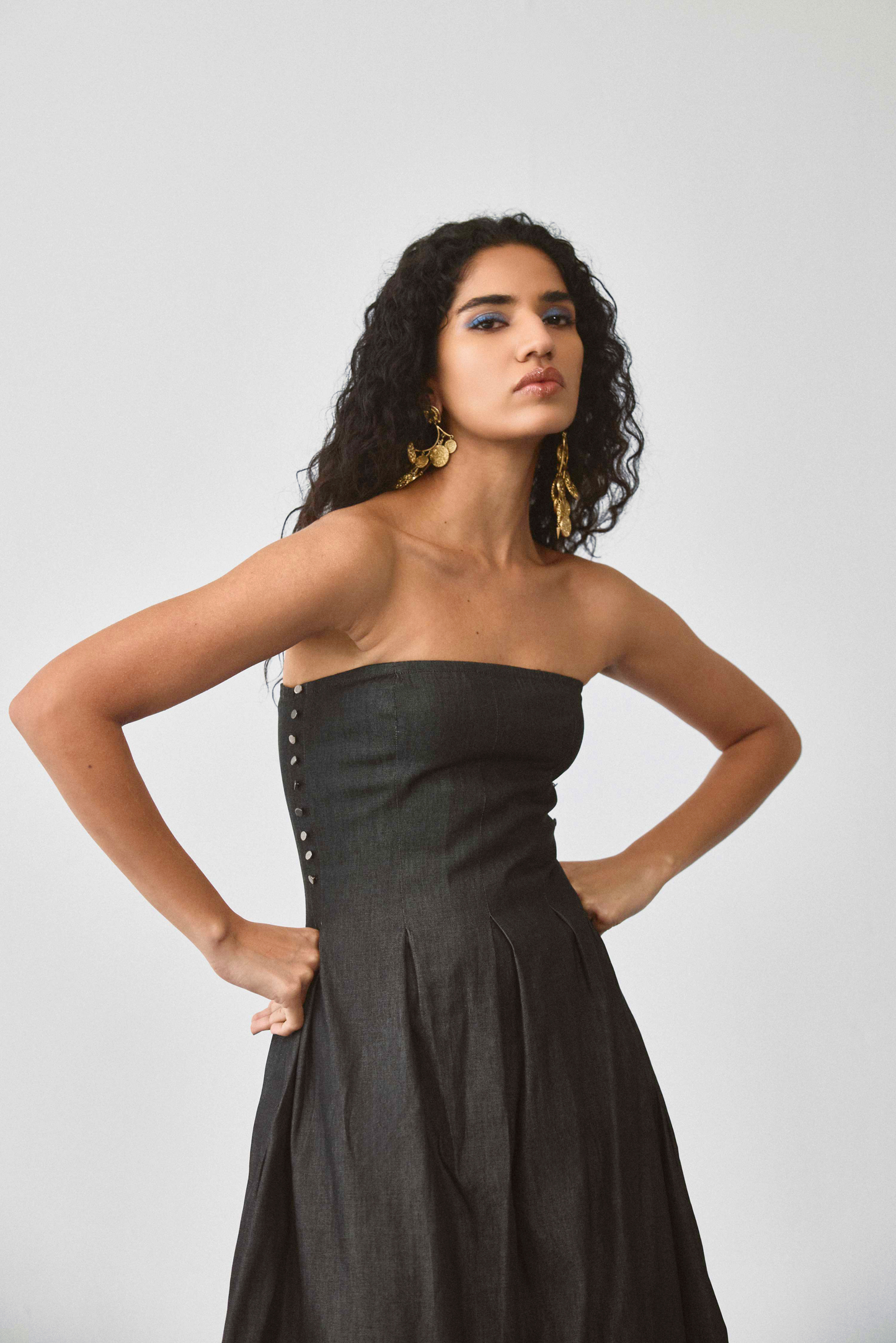 Echo Flared Balloon Denim Dress