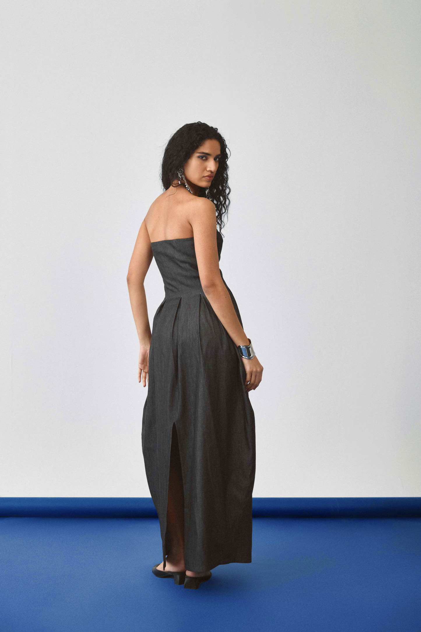 Echo Flared Balloon Denim Dress