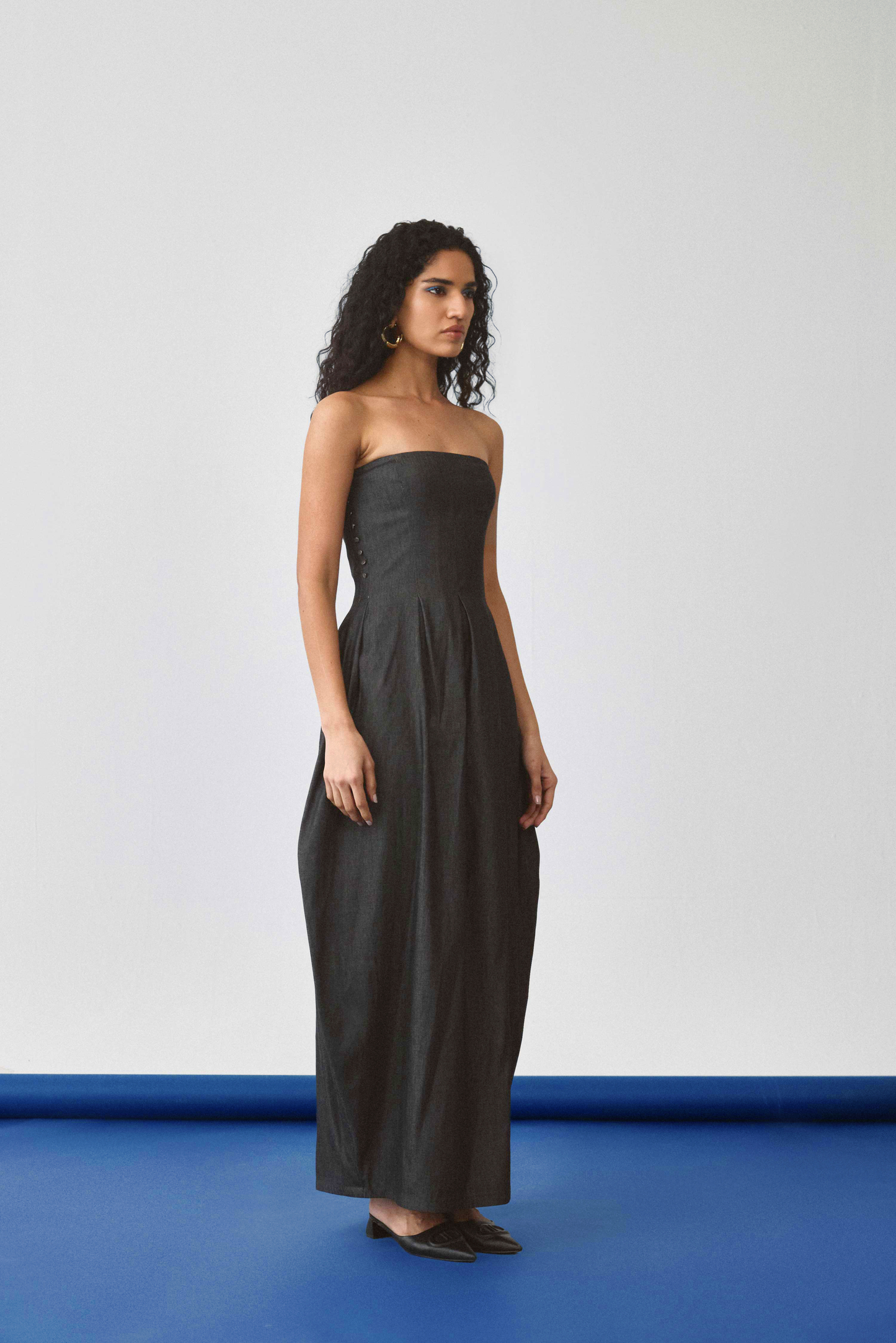 Echo Flared Balloon Denim Dress