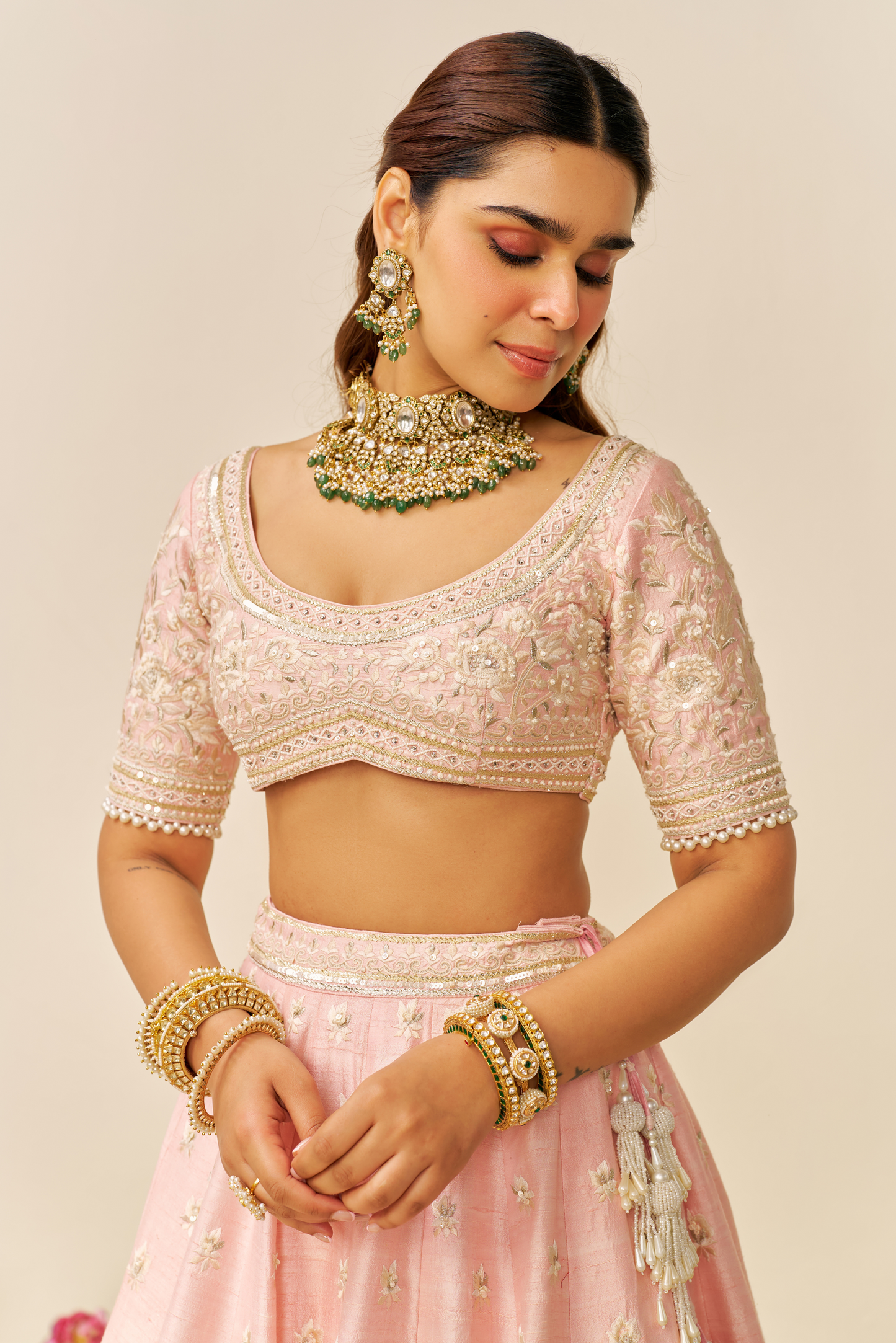 Fida- Blush Pink Lehenga With Blouse And Dupatta