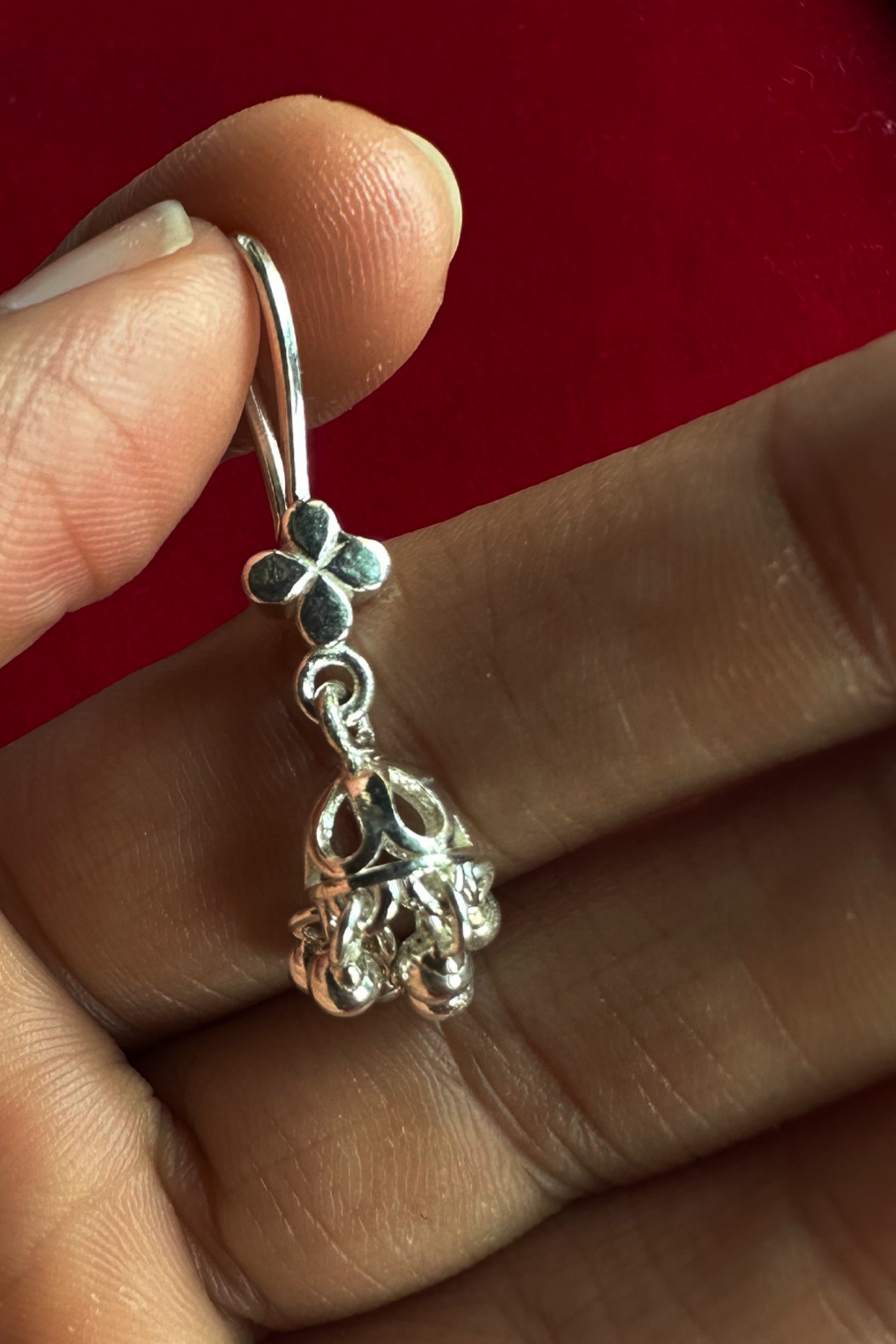 Kinkini Jhumki Earrings- Silver