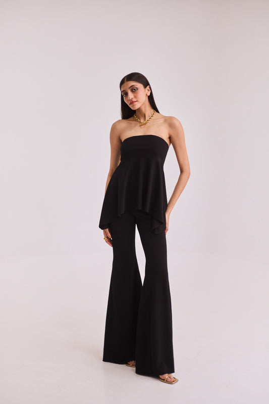 Black Strapless Top & Pants Set