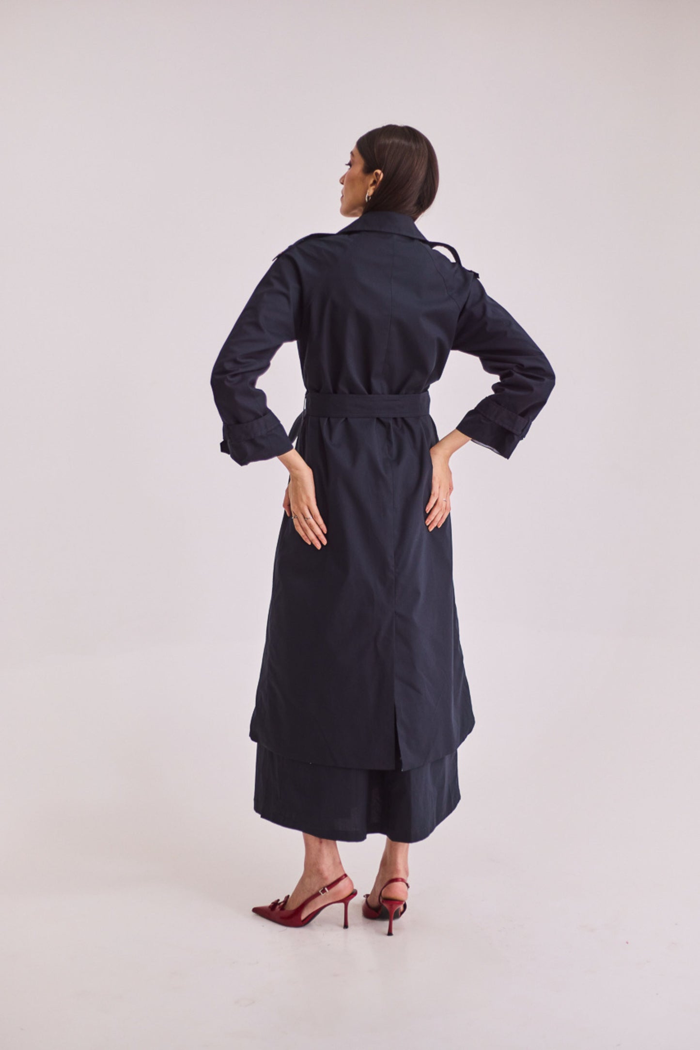 Navy Blue Trench Coat Set