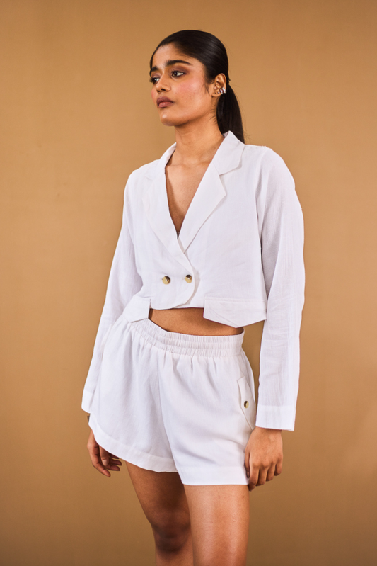 White Cropped Blazer