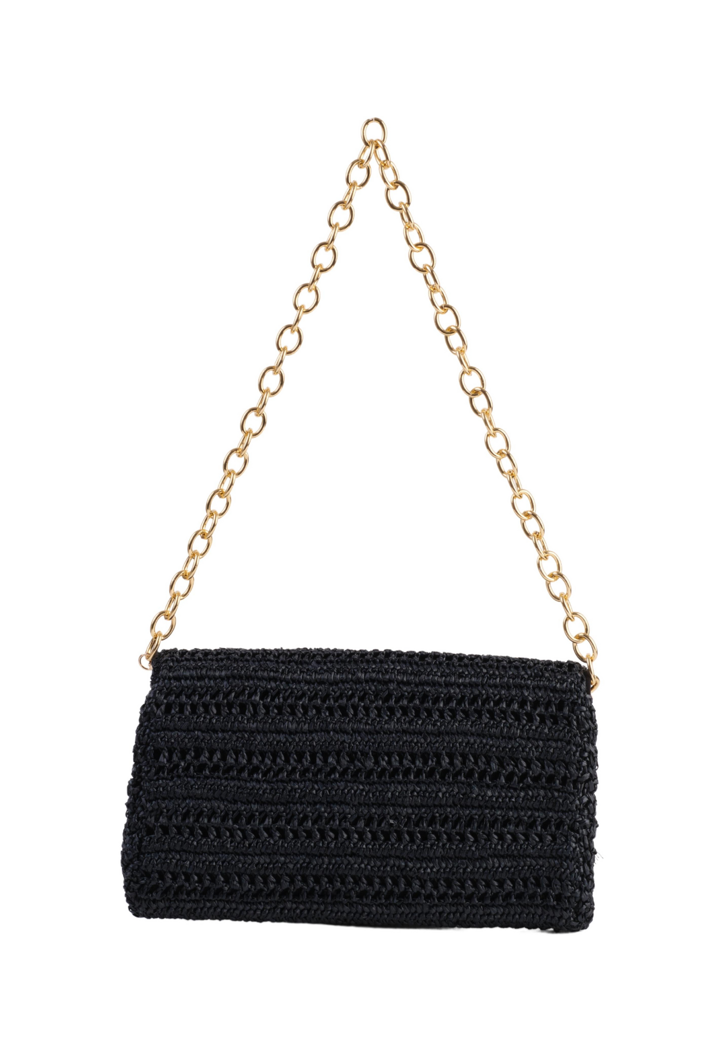 Black Slim Raffia Clutch