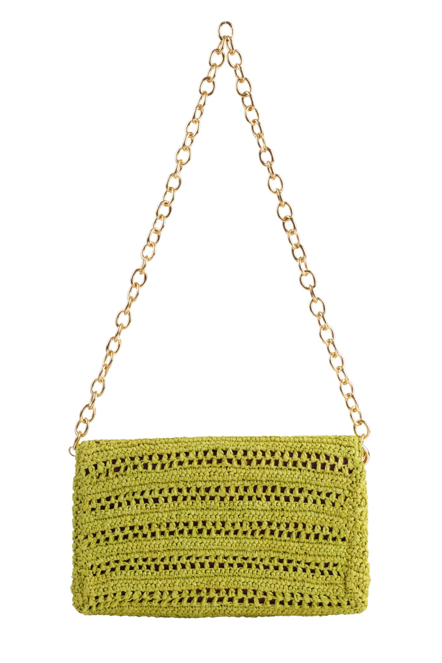 Poppy Green Slim Raffia Clutch