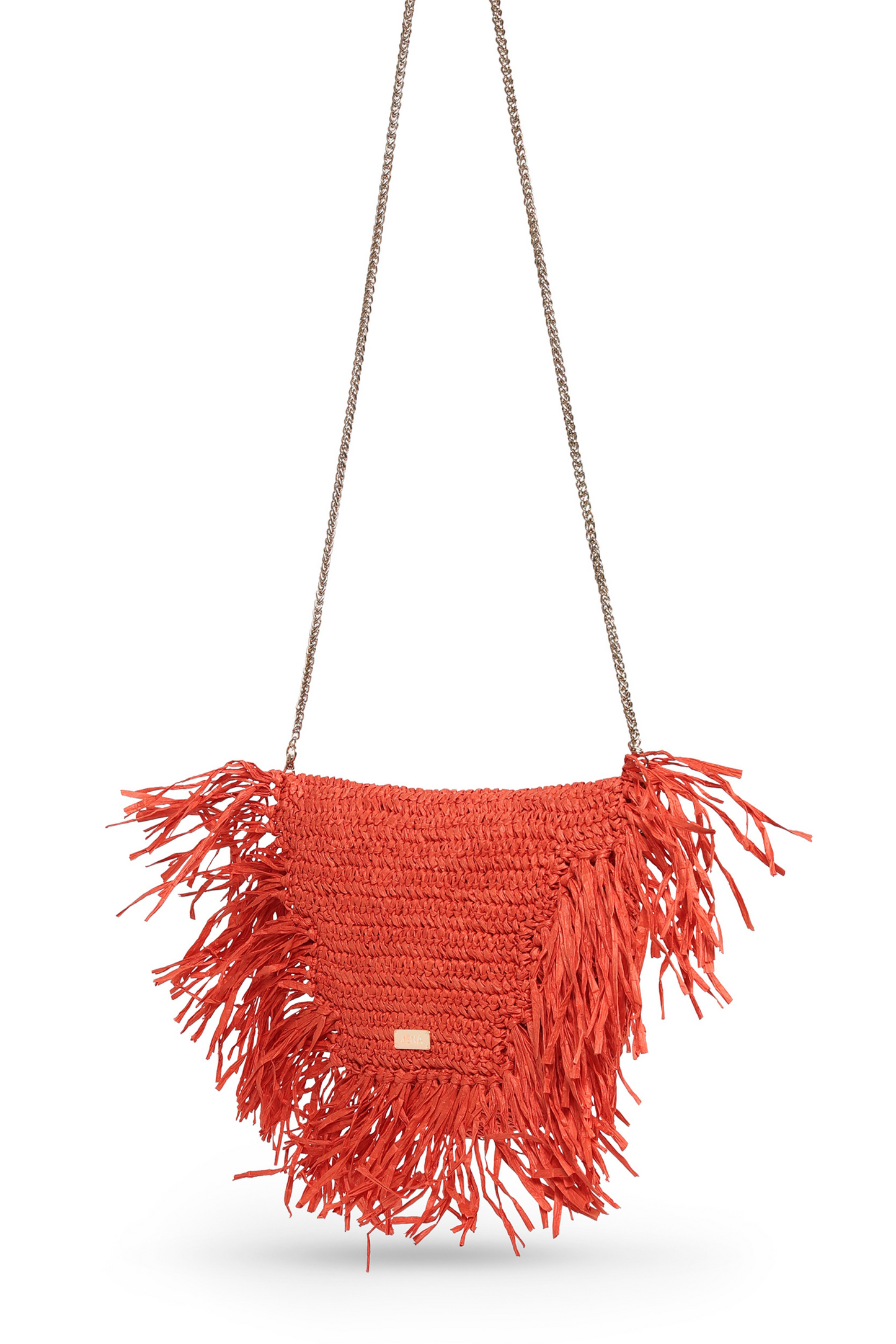 Brick Red Raffia Moon Crossbody