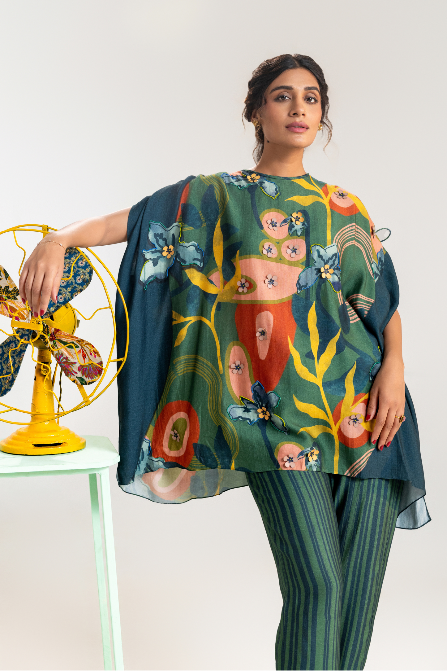 Flora Embellished Co-ord Set- Green