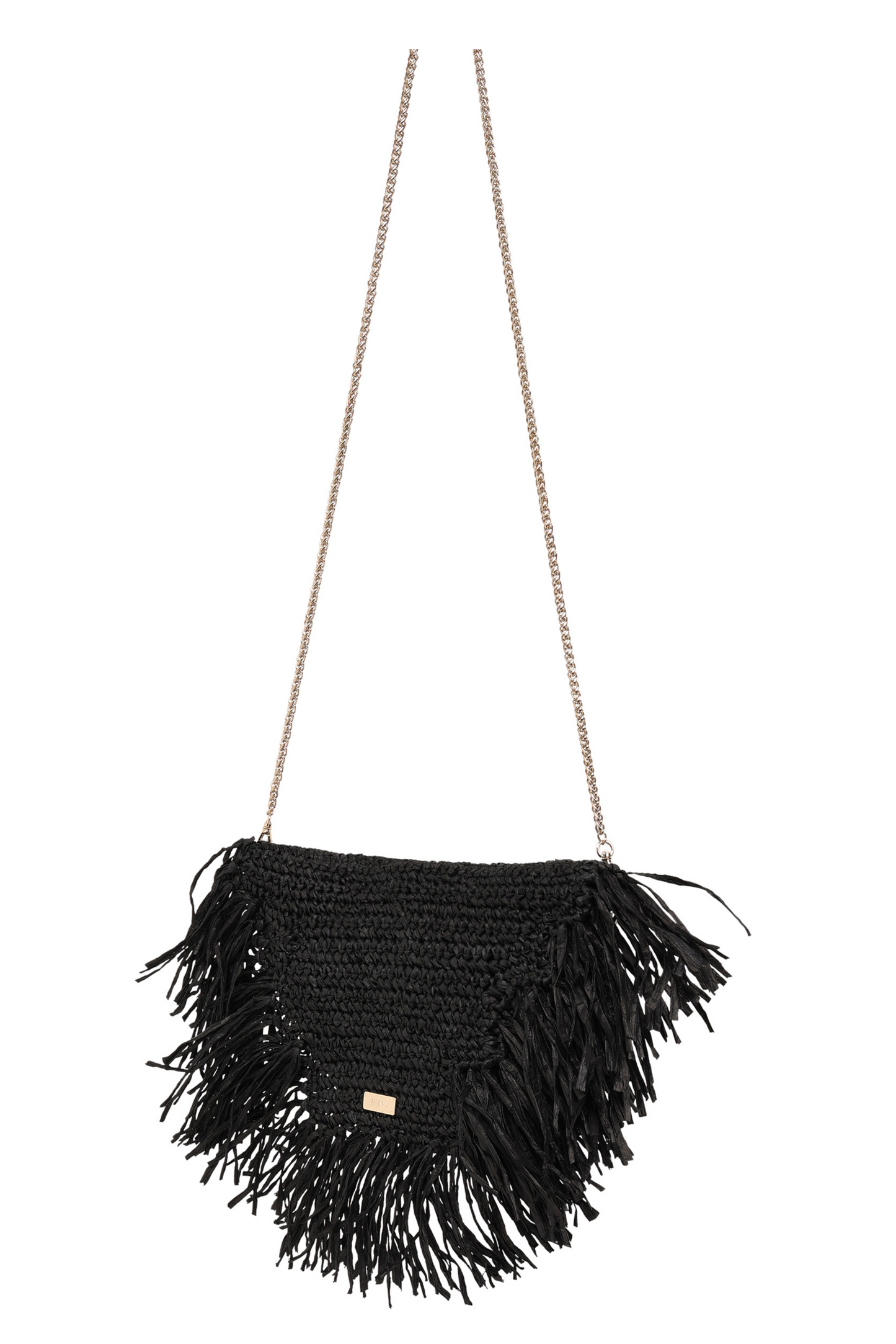 Black Raffia Moon Crossbody