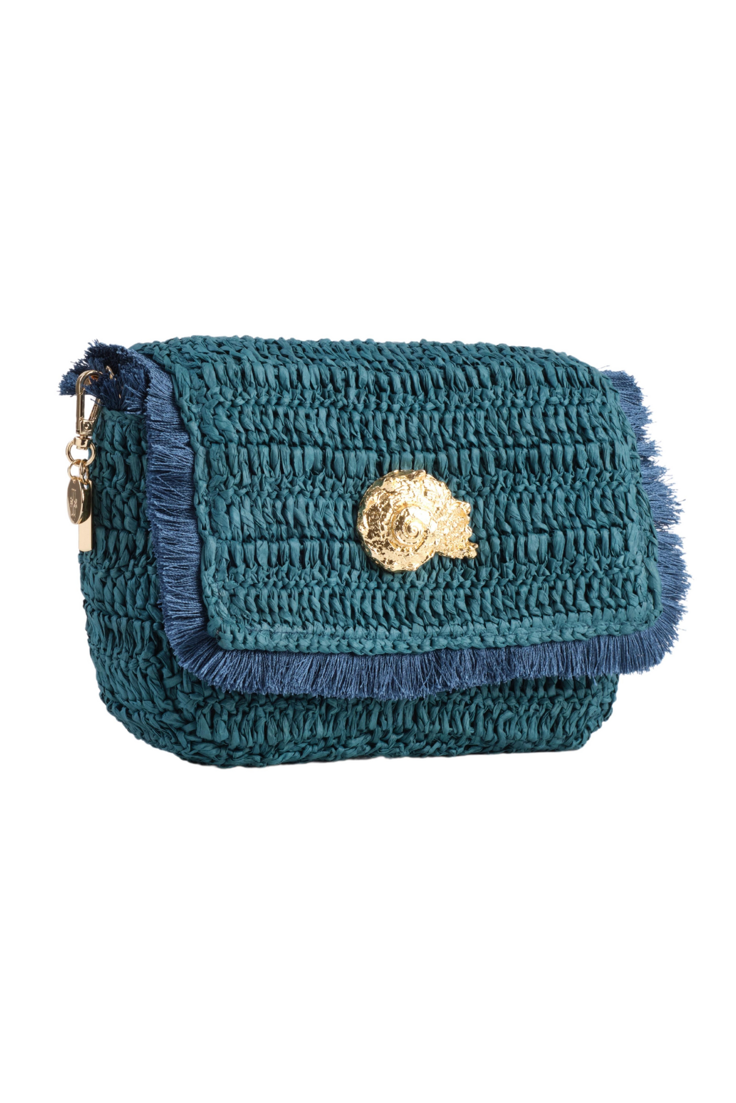 Teal Raffia Crossbody