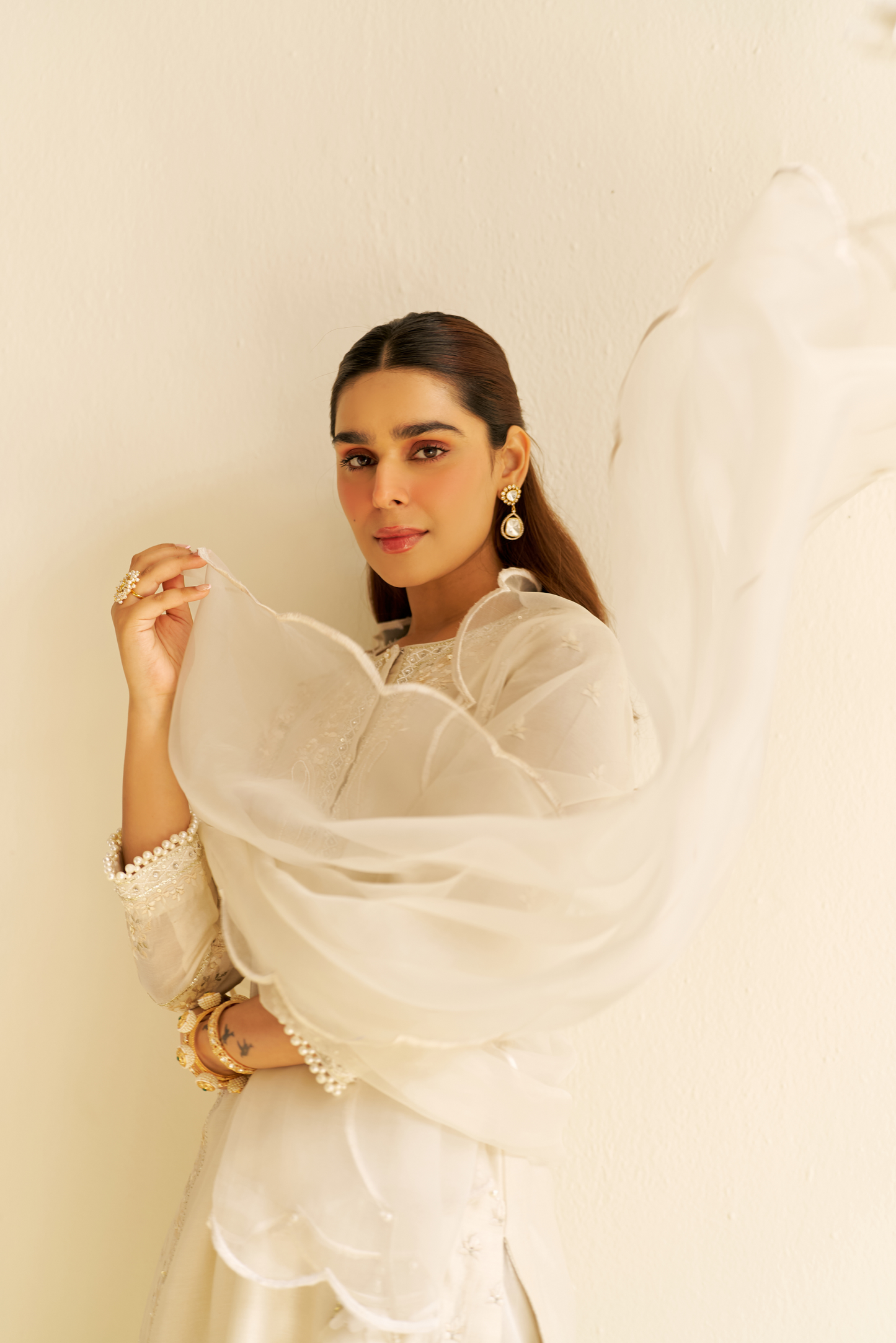 Zaisha - Daisy Ivory Short Kurta With Dhoti and Dupatta