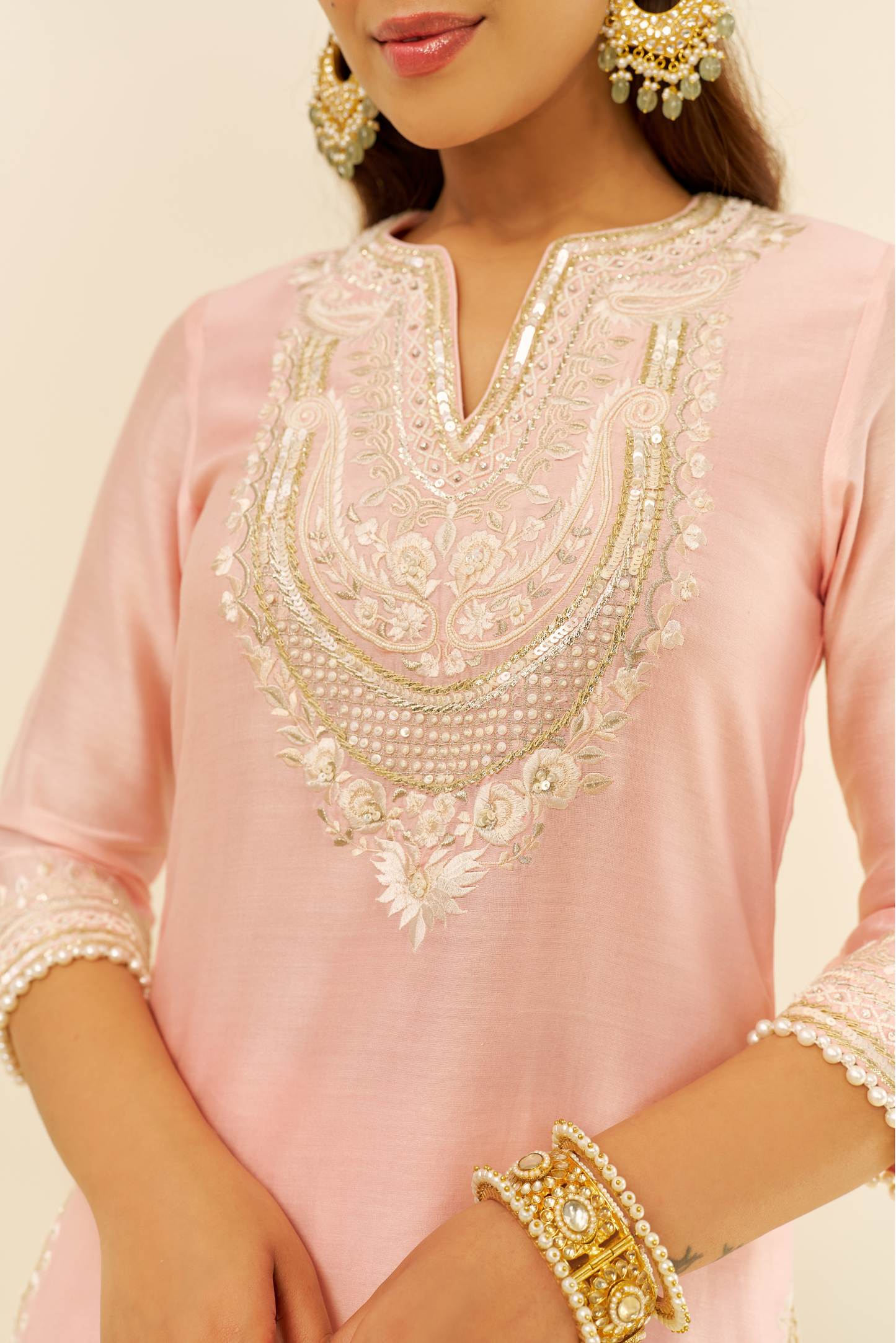 Sara- Blush Pink  Short Kurta with Salwar