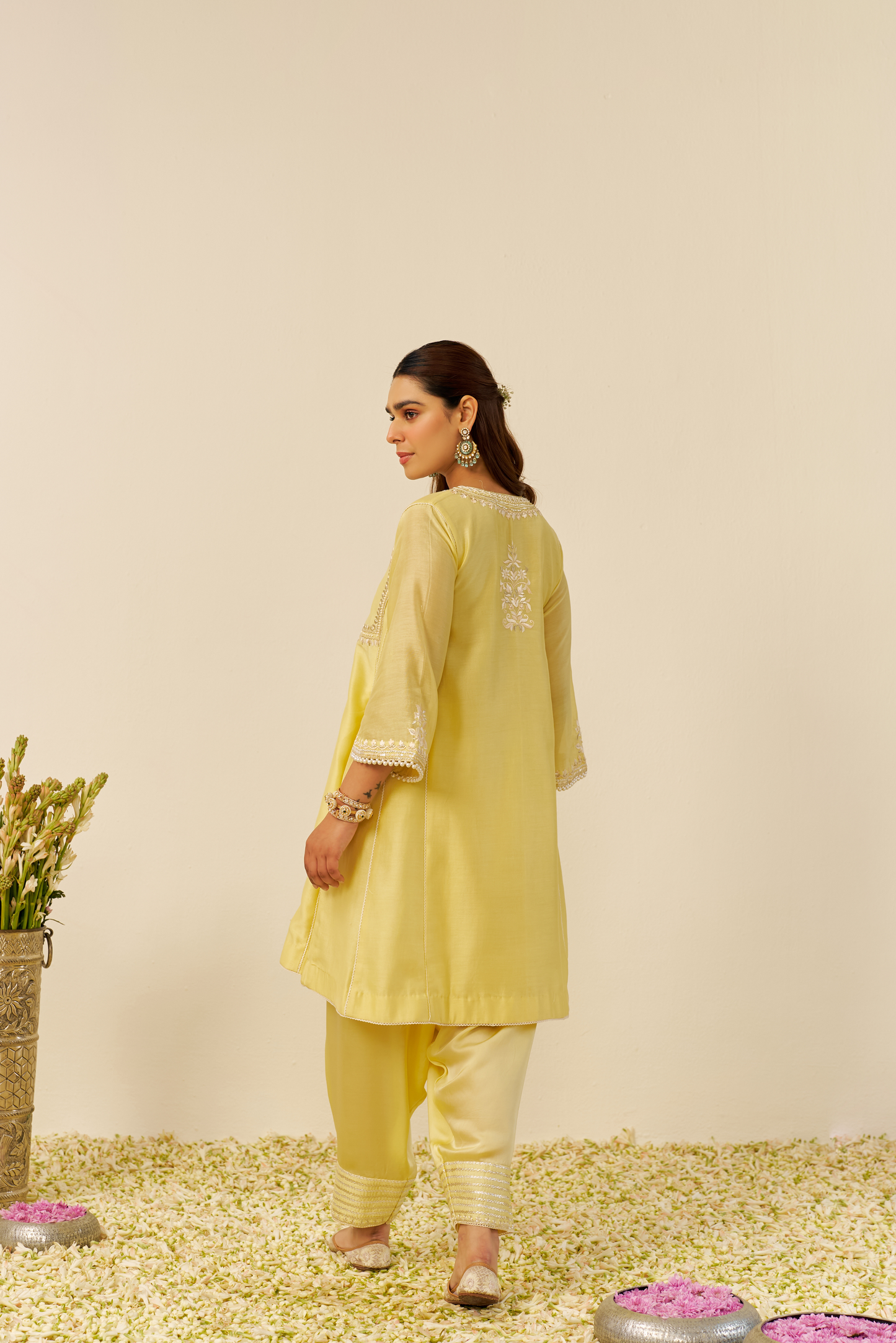 Aiza - Lemon Yellow Short Chauga With Salwar and Dupatta