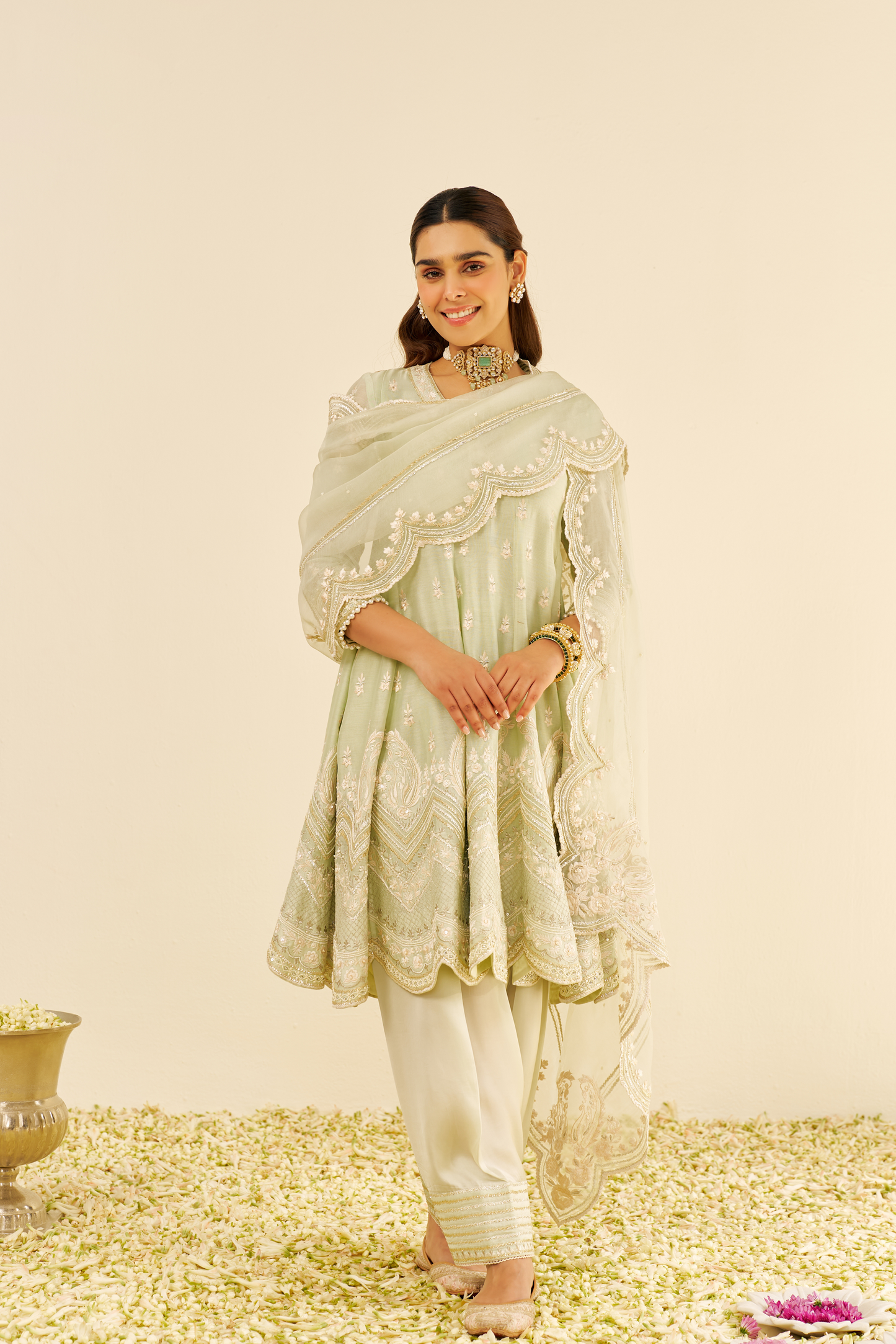 Meeram- Mint Green Short Anarkali With Salwar