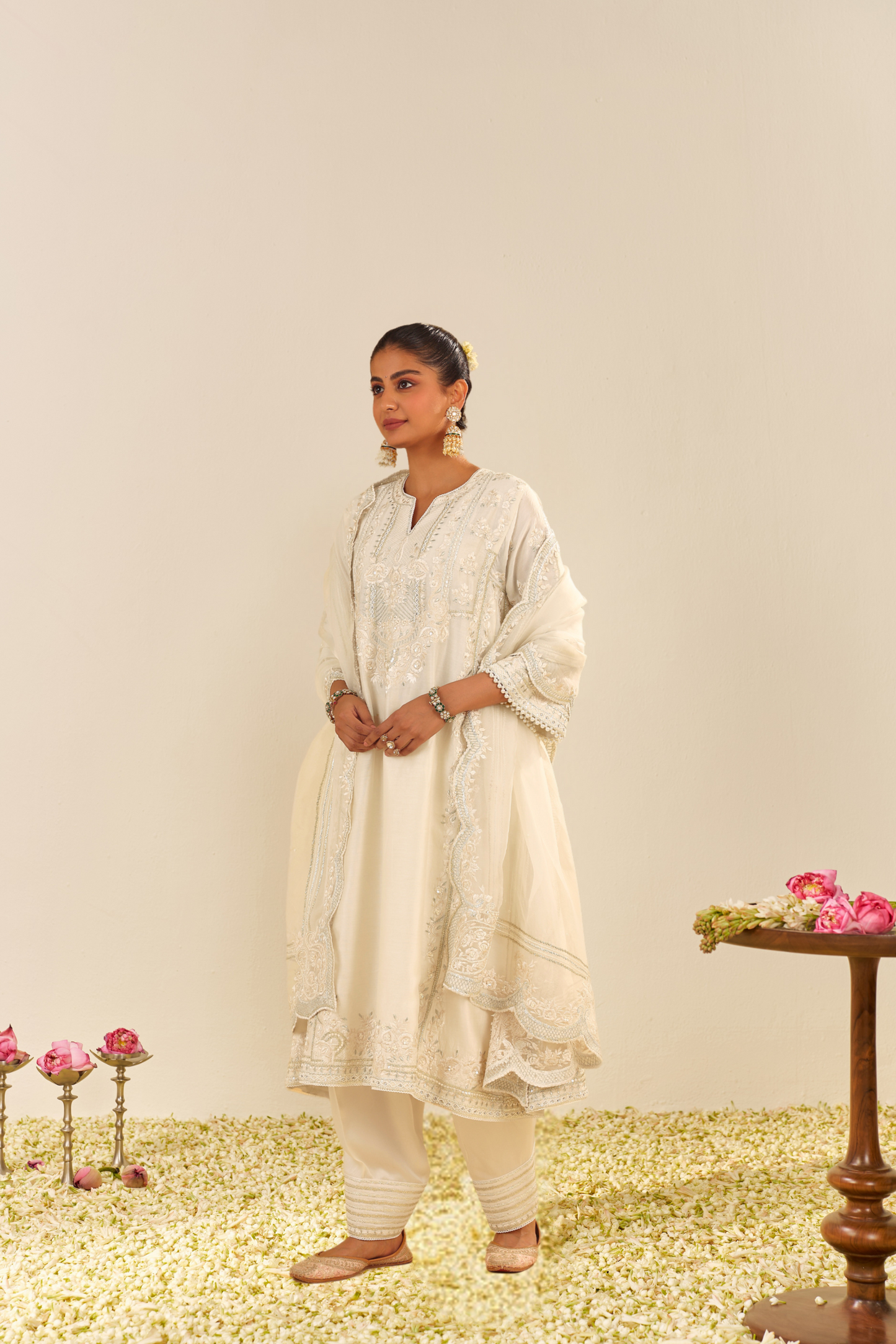 Maziya - Daisy Ivory Long Chauga With Salwar