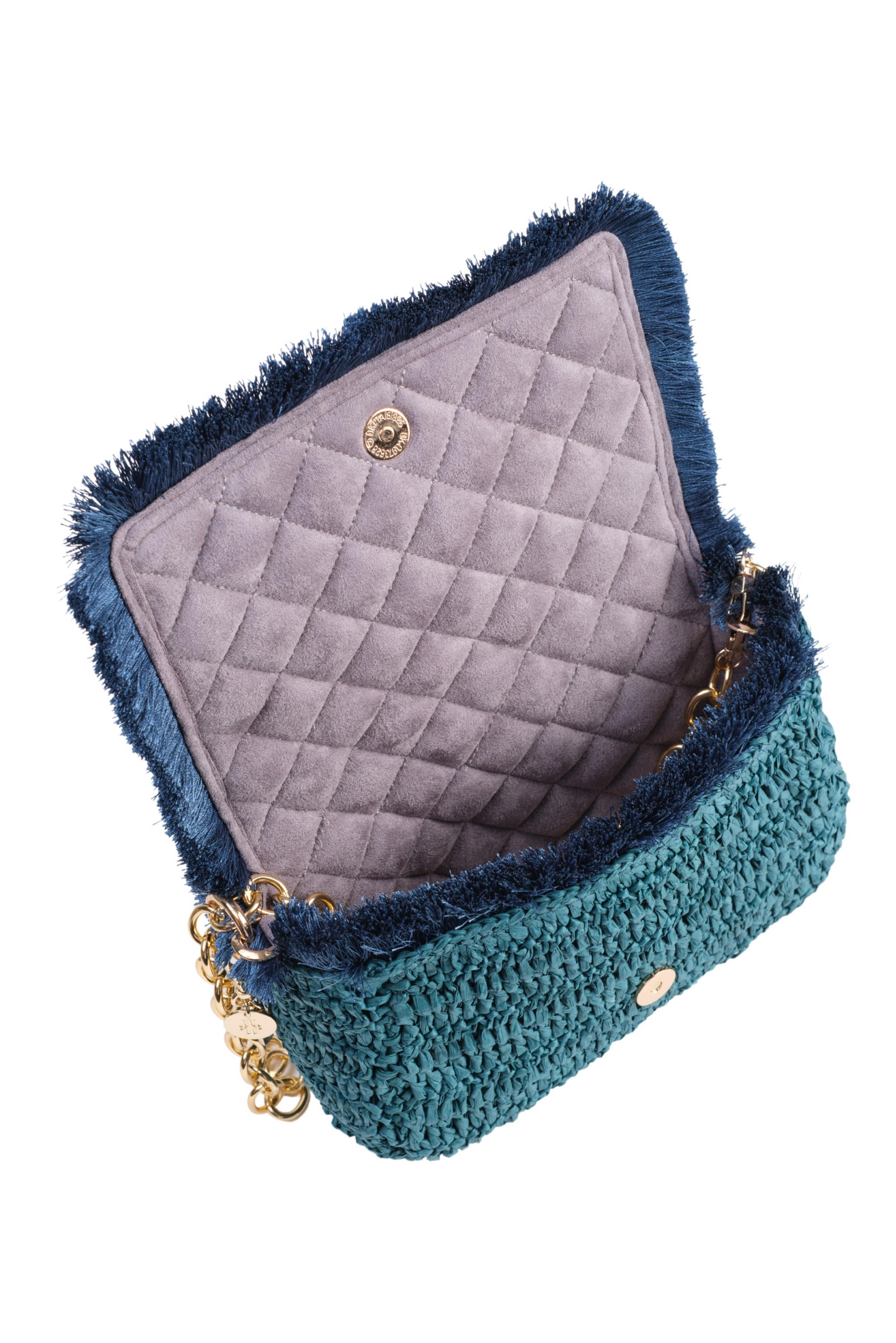 Teal Raffia Crossbody