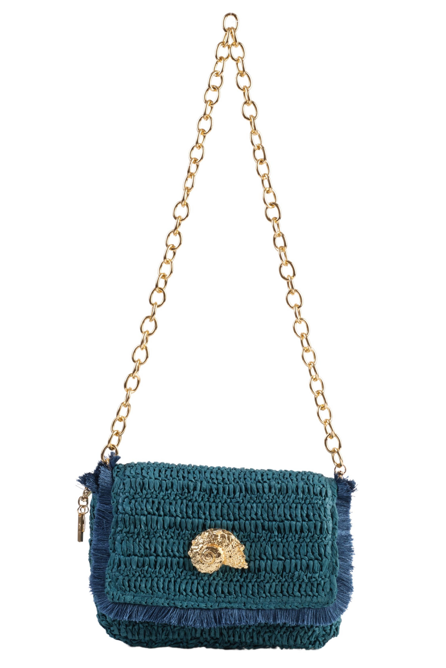 Teal Raffia Crossbody