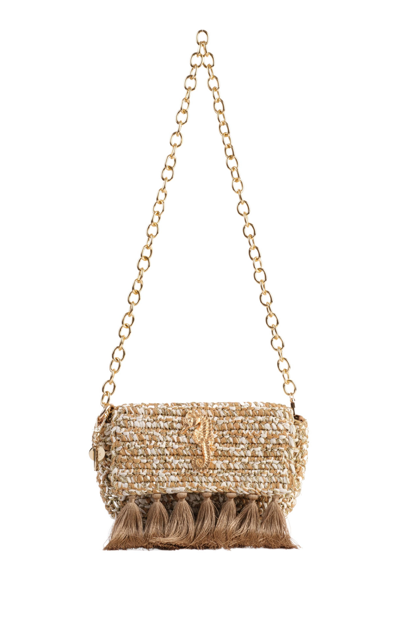 3 Weave Real Raffia Clutch- Beige & Gold