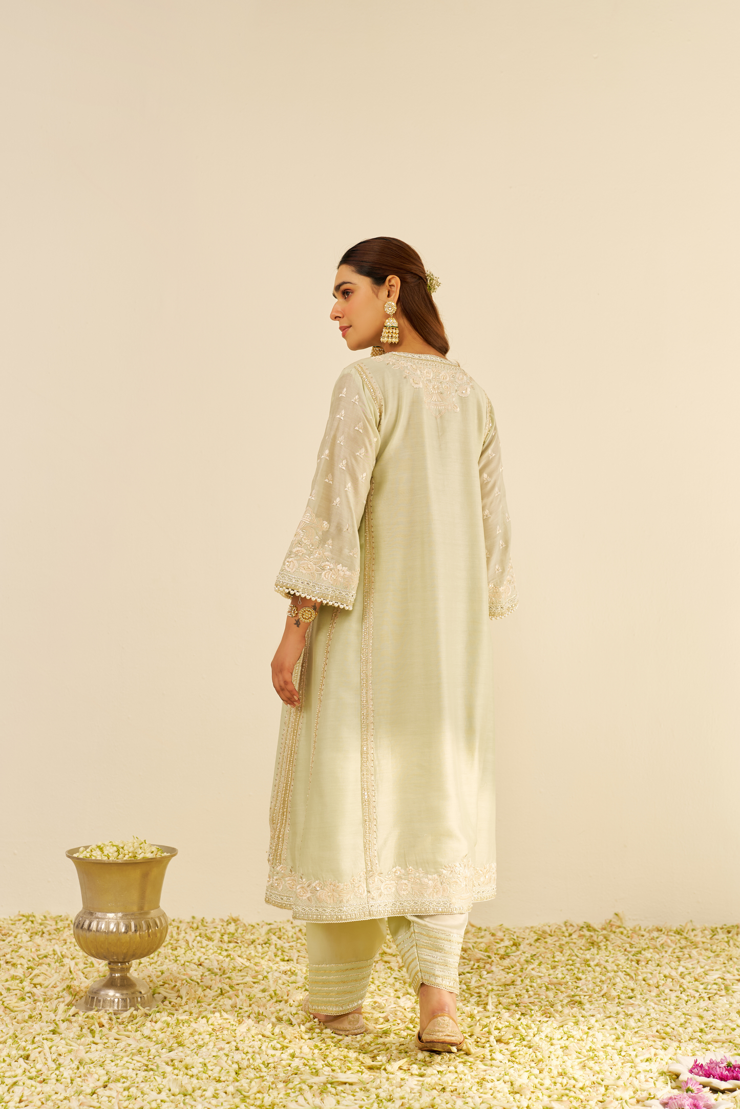 Maaroofa- Mint Green Long Chauga With Salwar