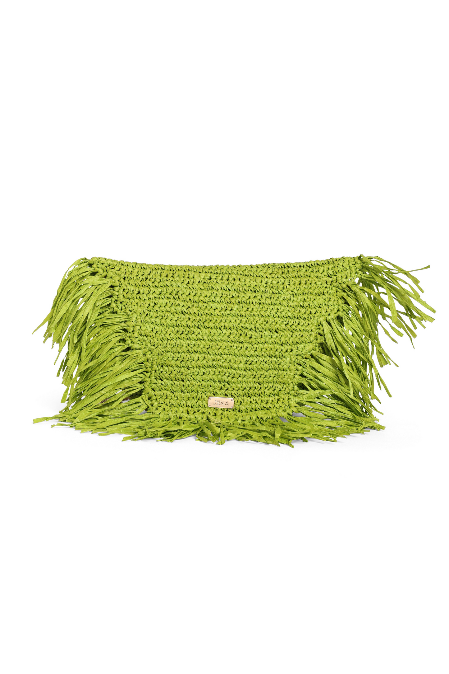 Poppy Green Raffia Moon Crossbody
