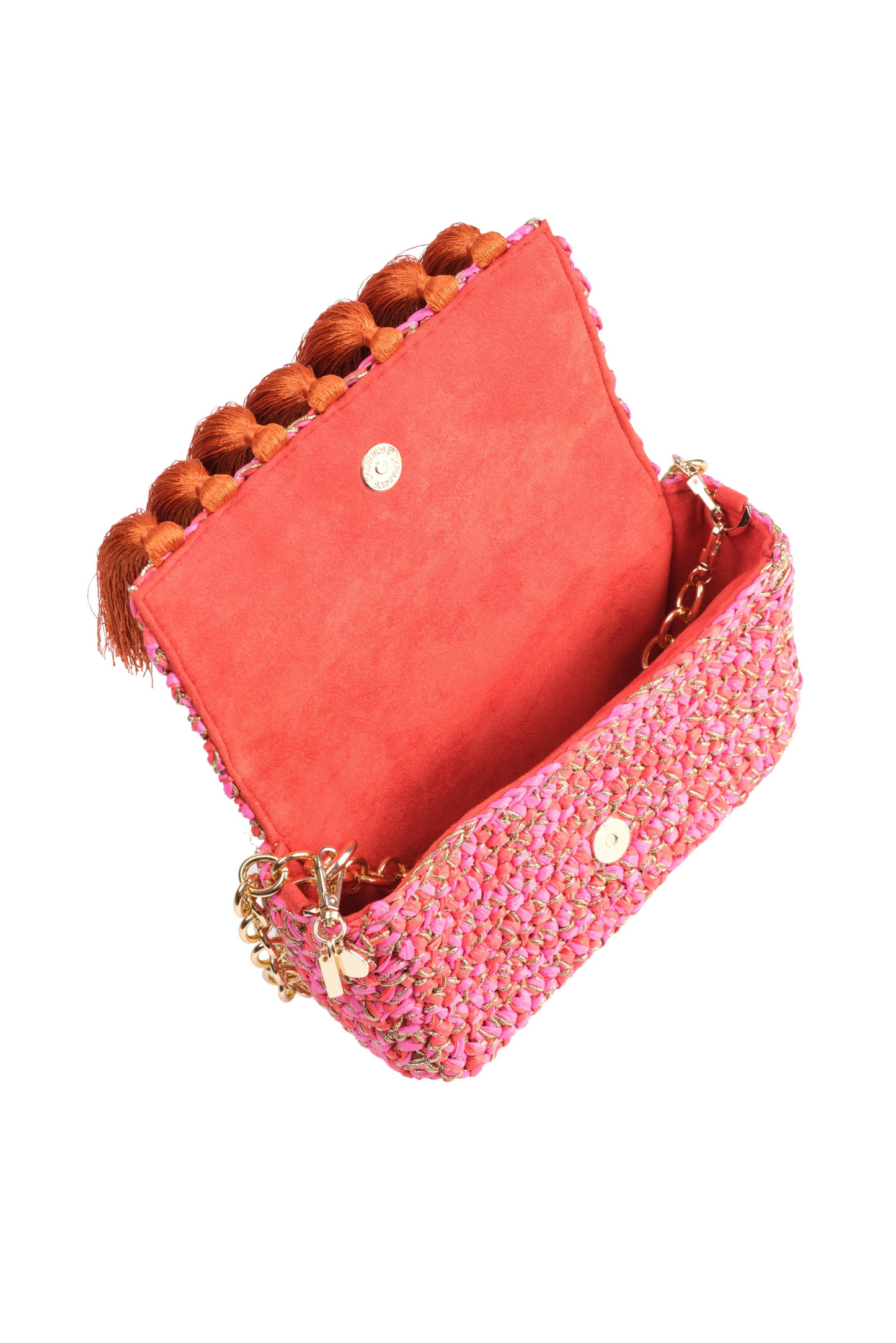 3 Weave Real Raffia Clutch- Pink and Orange