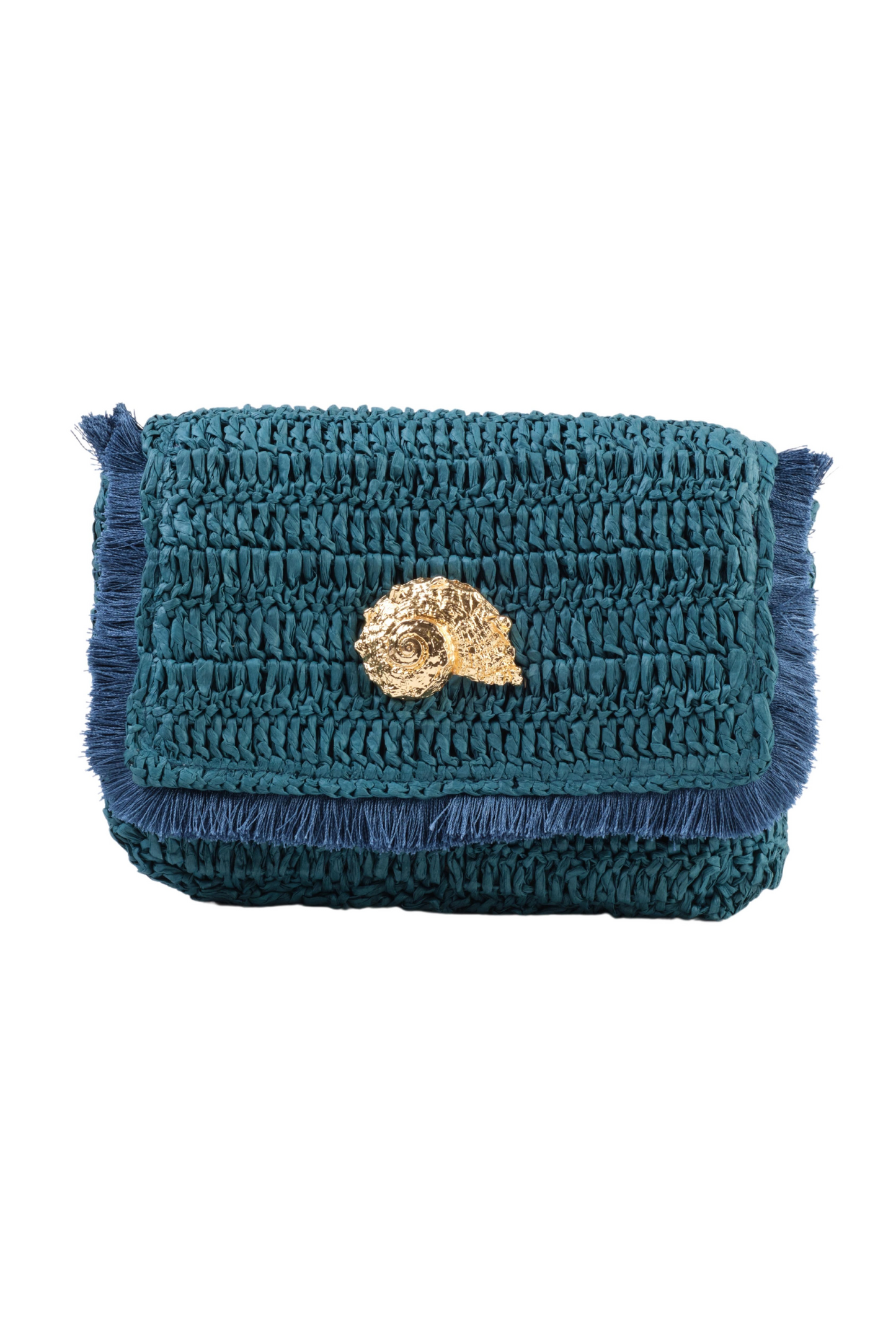 Teal Raffia Crossbody