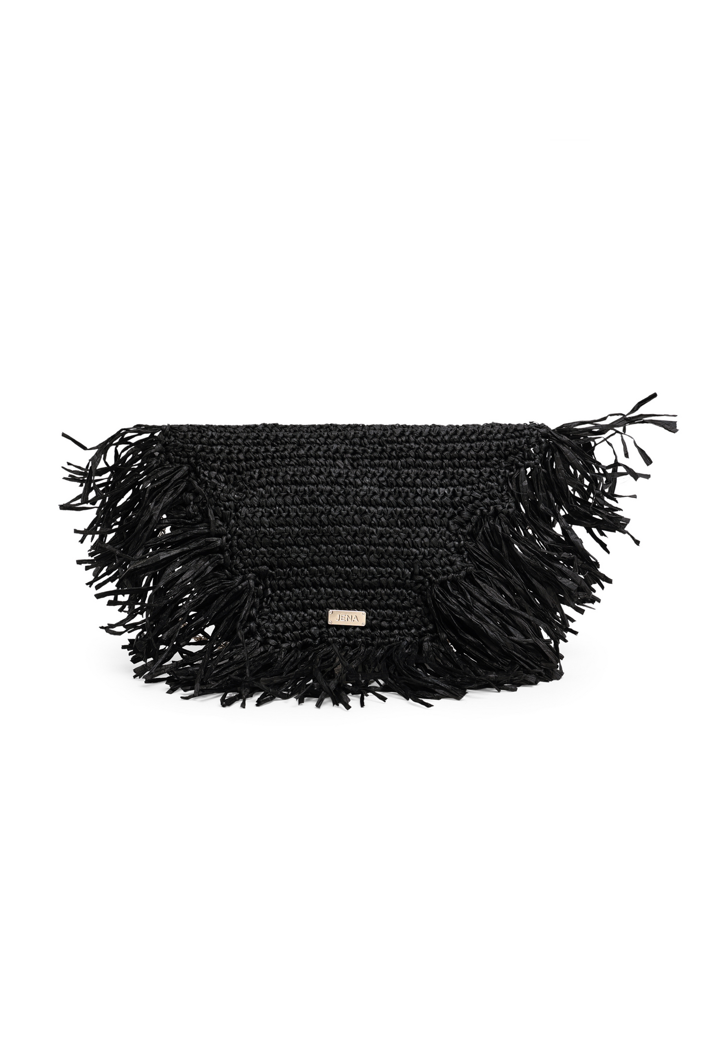 Black Raffia Moon Crossbody