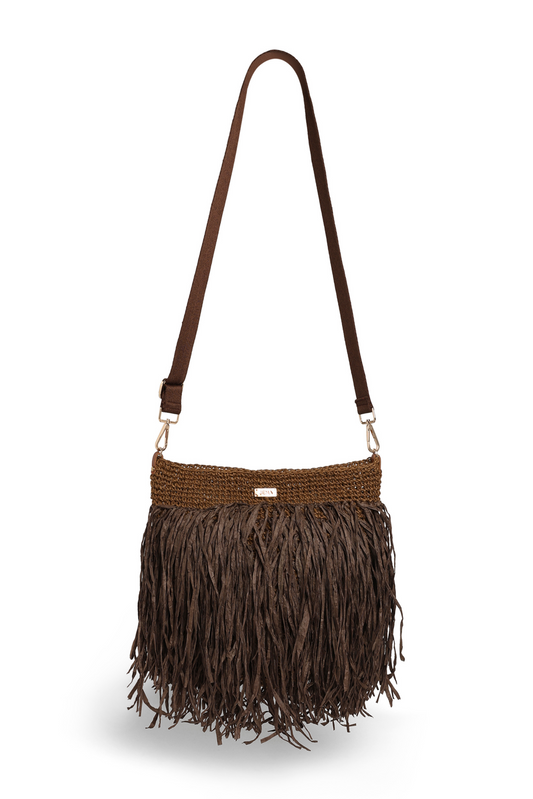 Coffee Brown Raffia Bucket