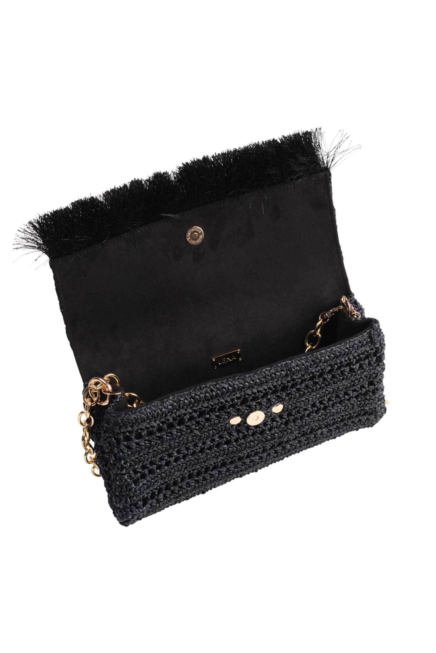 Black Slim Raffia Clutch