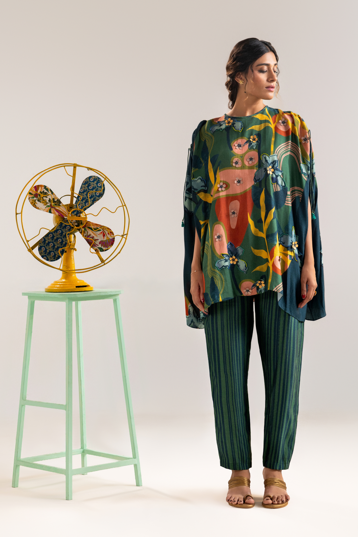 Flora Embellished Co-ord Set- Green