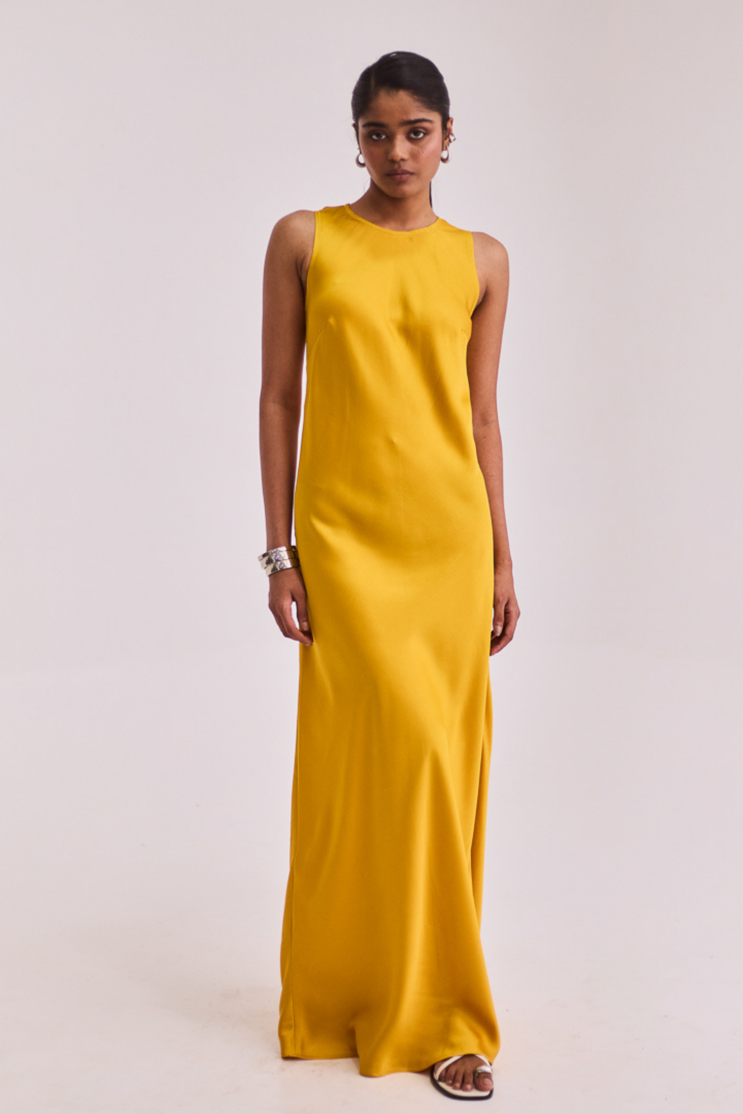 Yellow Satin Slip Dress