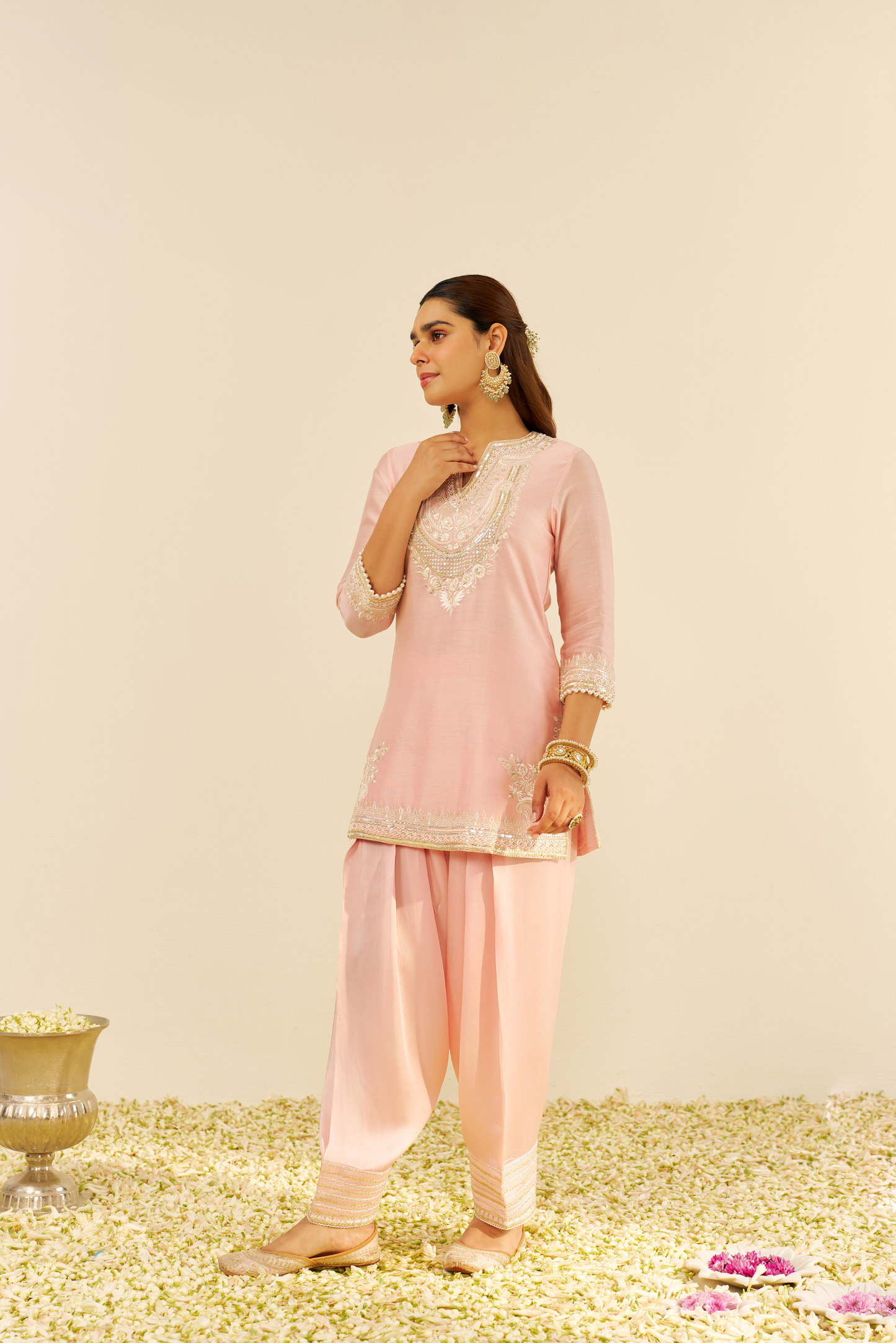 Sara- Blush Pink  Short Kurta with Salwar