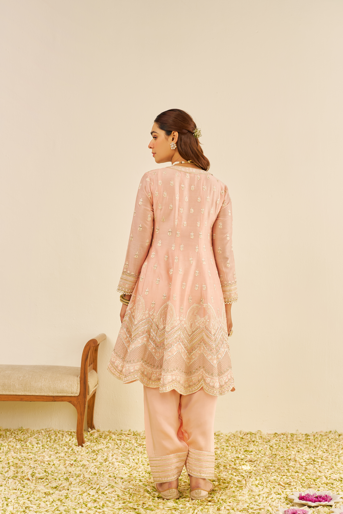 Meeram- Off Rose Short Anarkali With Salwar