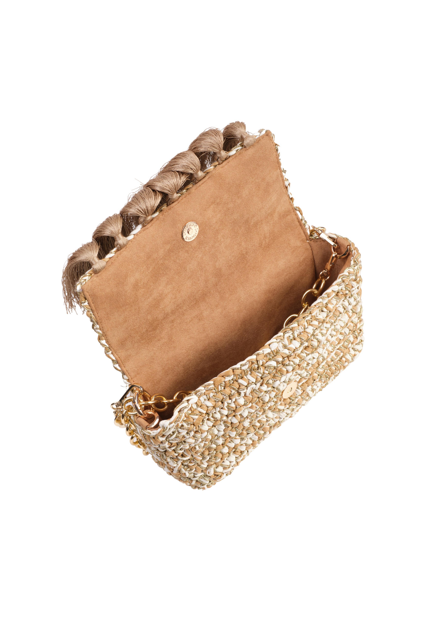 3 Weave Real Raffia Clutch- Beige & Gold