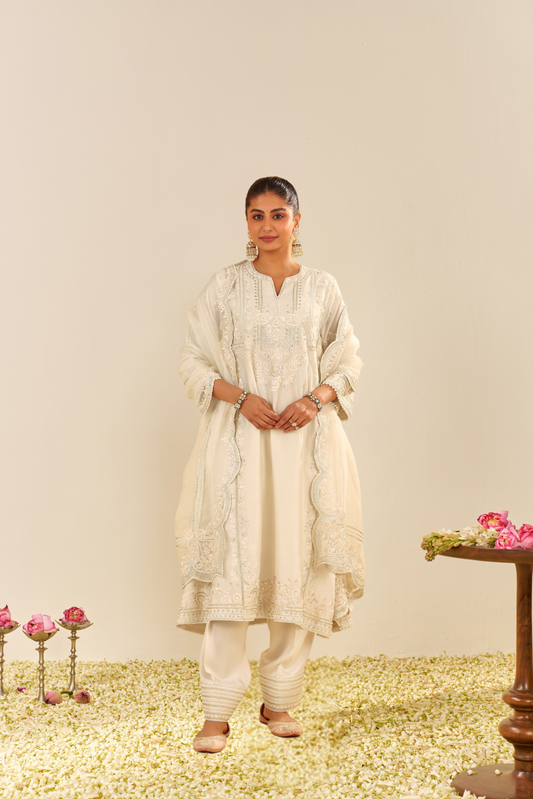 Maziya - Daisy Ivory Long Chauga With Salwar