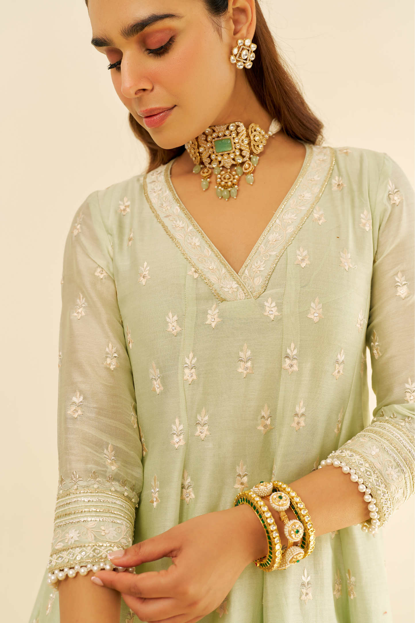Meeram- Mint Green Short Anarkali With Salwar