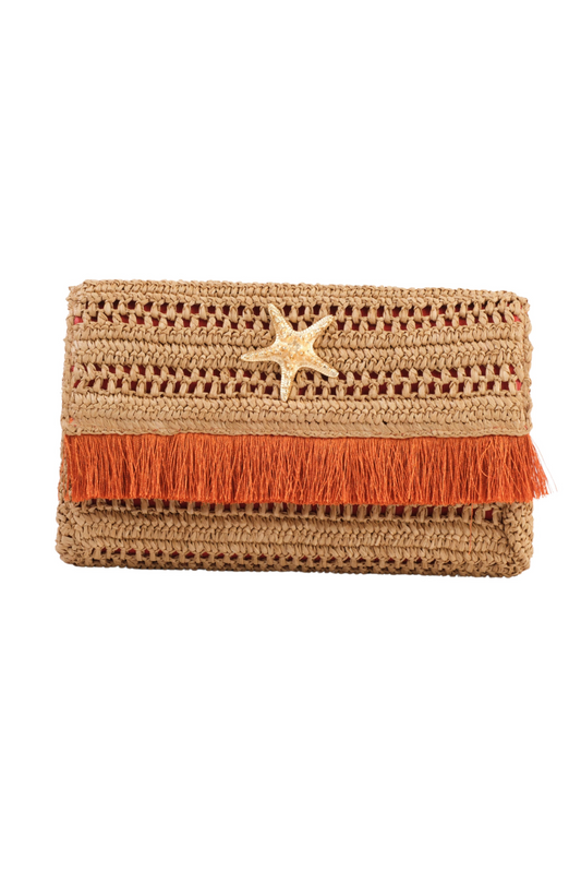 Natural Slim Raffia Clutch
