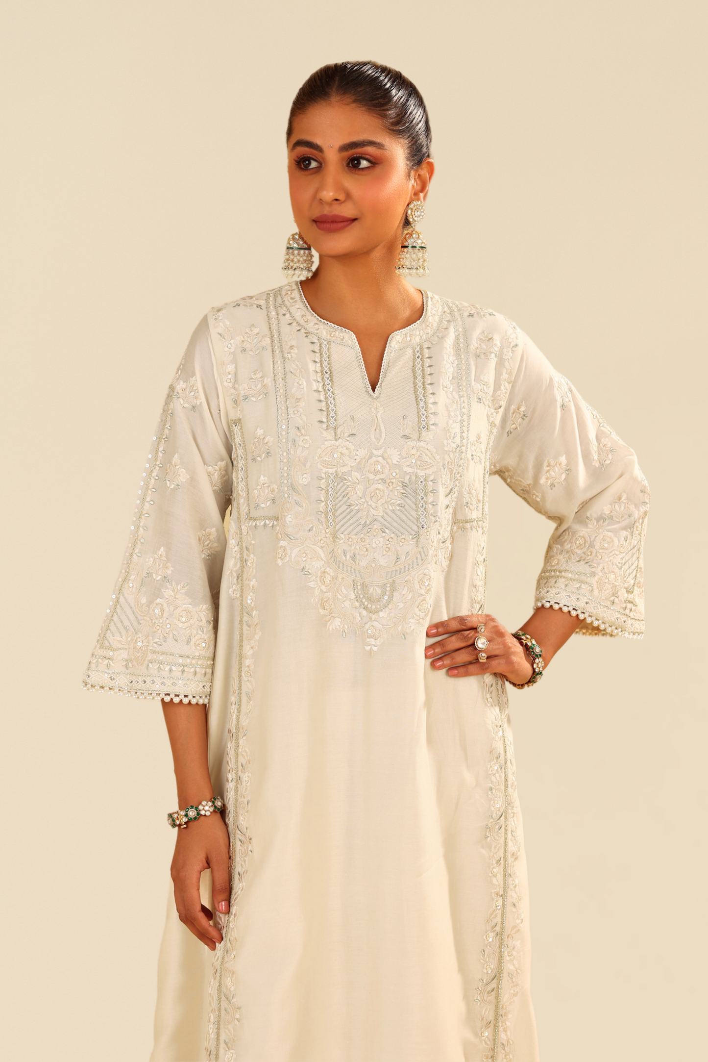 Maziya - Daisy Ivory Long Chauga With Salwar
