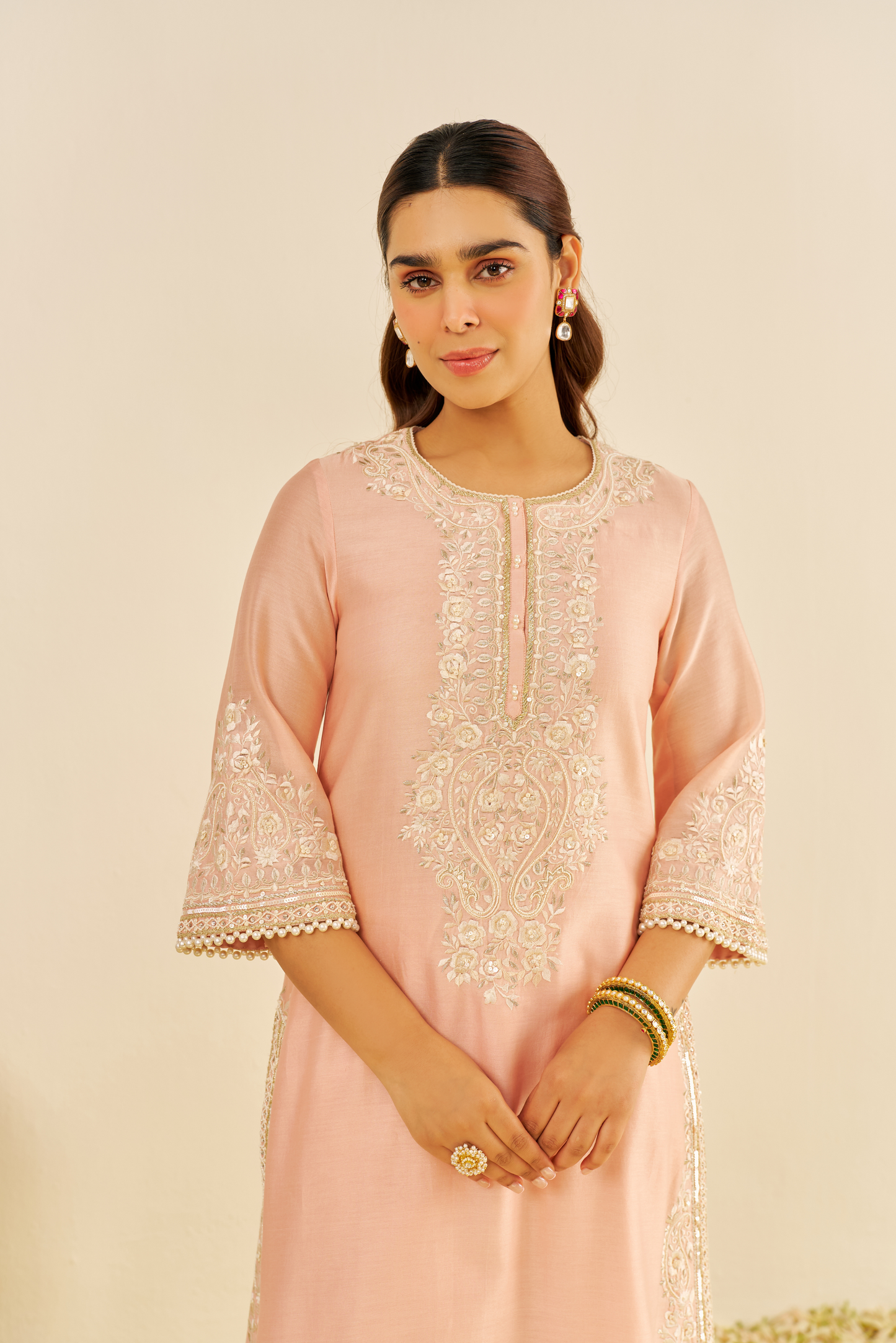 Sereen - Off Rose A-Line Kurta With Palazzo