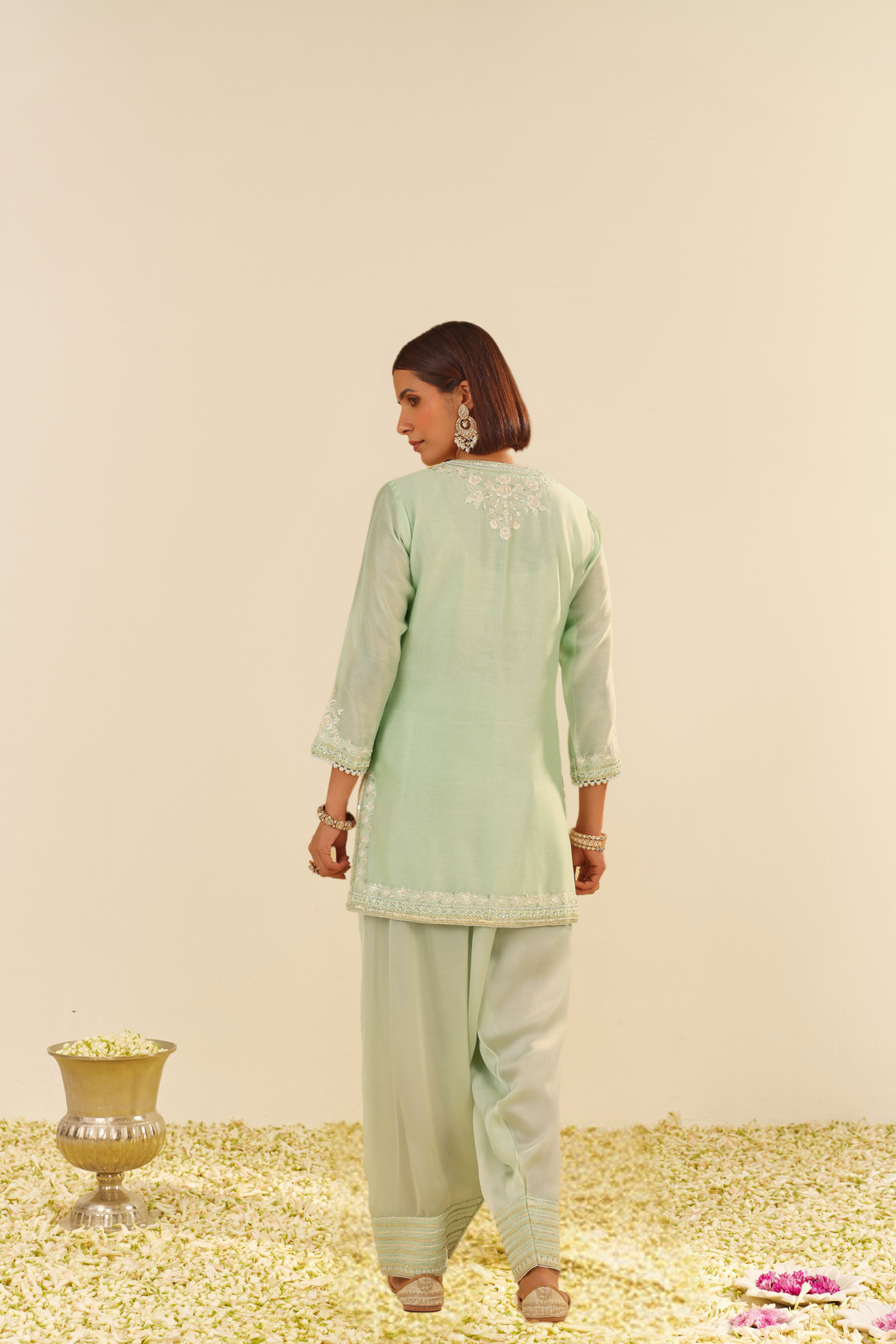 Haniya- Mint Green Short Kurta With Salwar and Dupatta