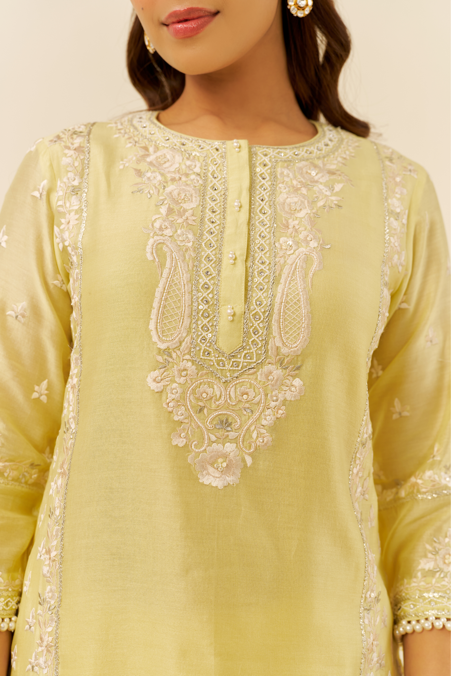 Zaisha - Lemon Yellow Short Kurta With Dhoti and Dupatta