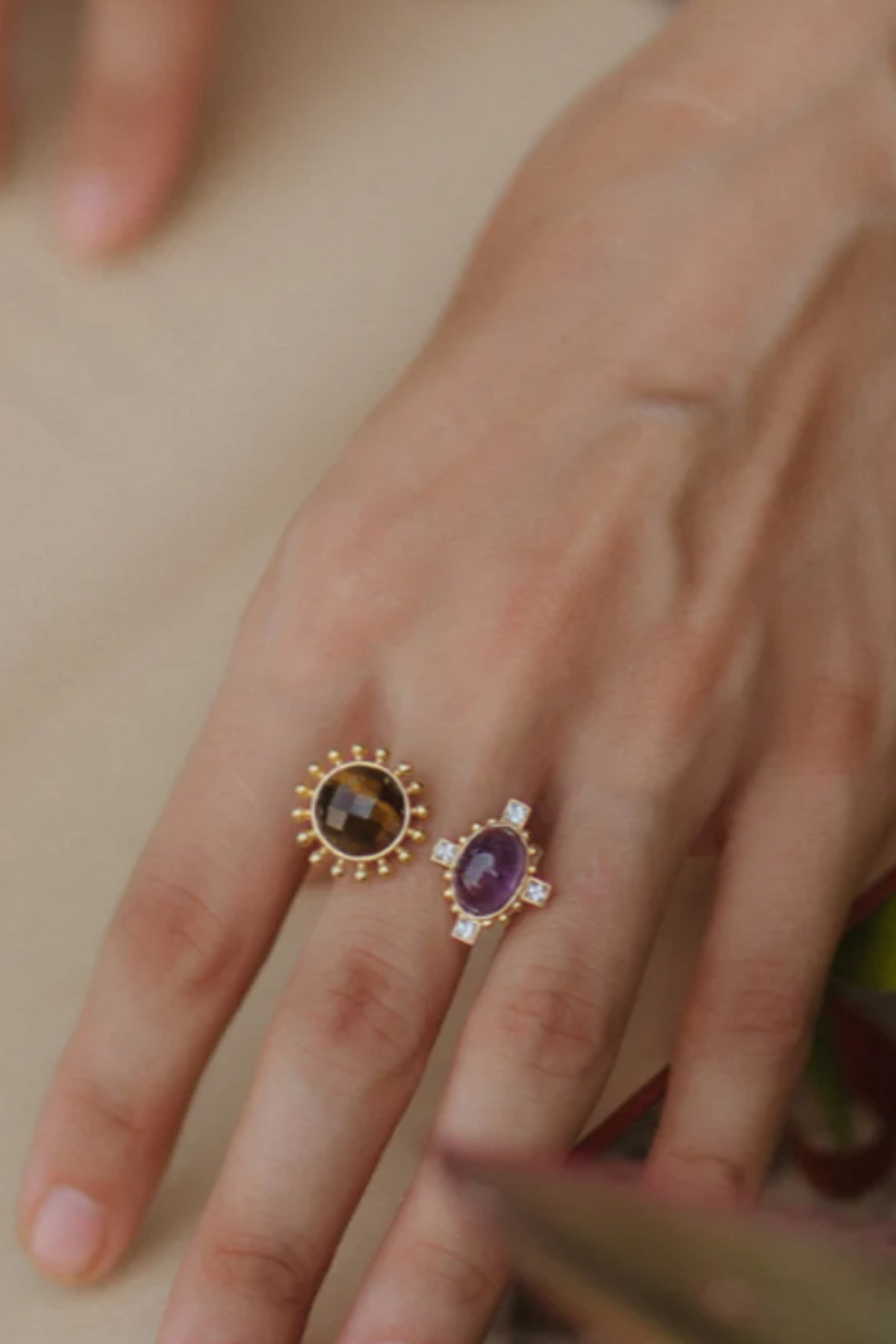 Multi Stone Healing  Adjustable Ring