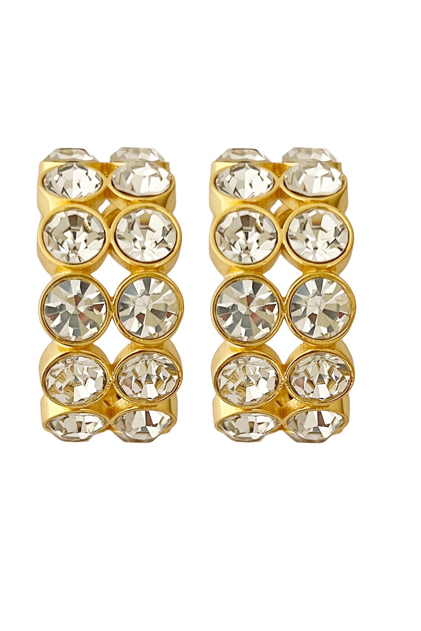 Crystal Crown Hoops - Gold